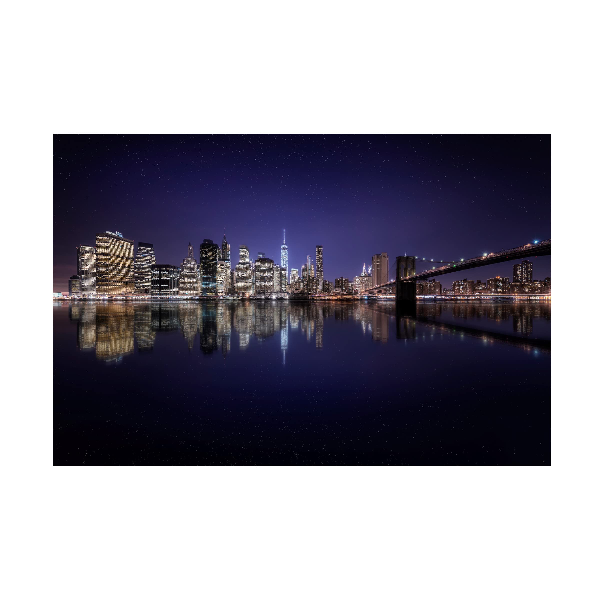 Trademark Fine Art 'Night Over Manhattan' Canvas Print by Jorge Ruiz Dueso - Stunning NYC Skyline Wall Art for Living Room, Office & Home Decor