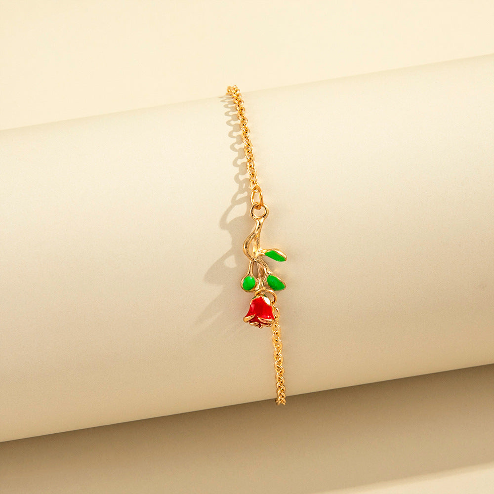 Personalized Rose Flower Anklet - Adjustable Foot Jewelry for Women, Boho Beach Wedding Accessories | Perfect for Summer Festivals, Vacations and Bridal Shower Gifts