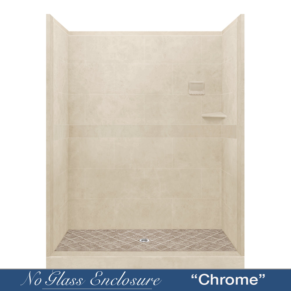 Diamond Solid Desert Sand 60-Inch Alcove Shower Enclosure Kit - Waterproof Bathroom Upgrade for Modern Homes