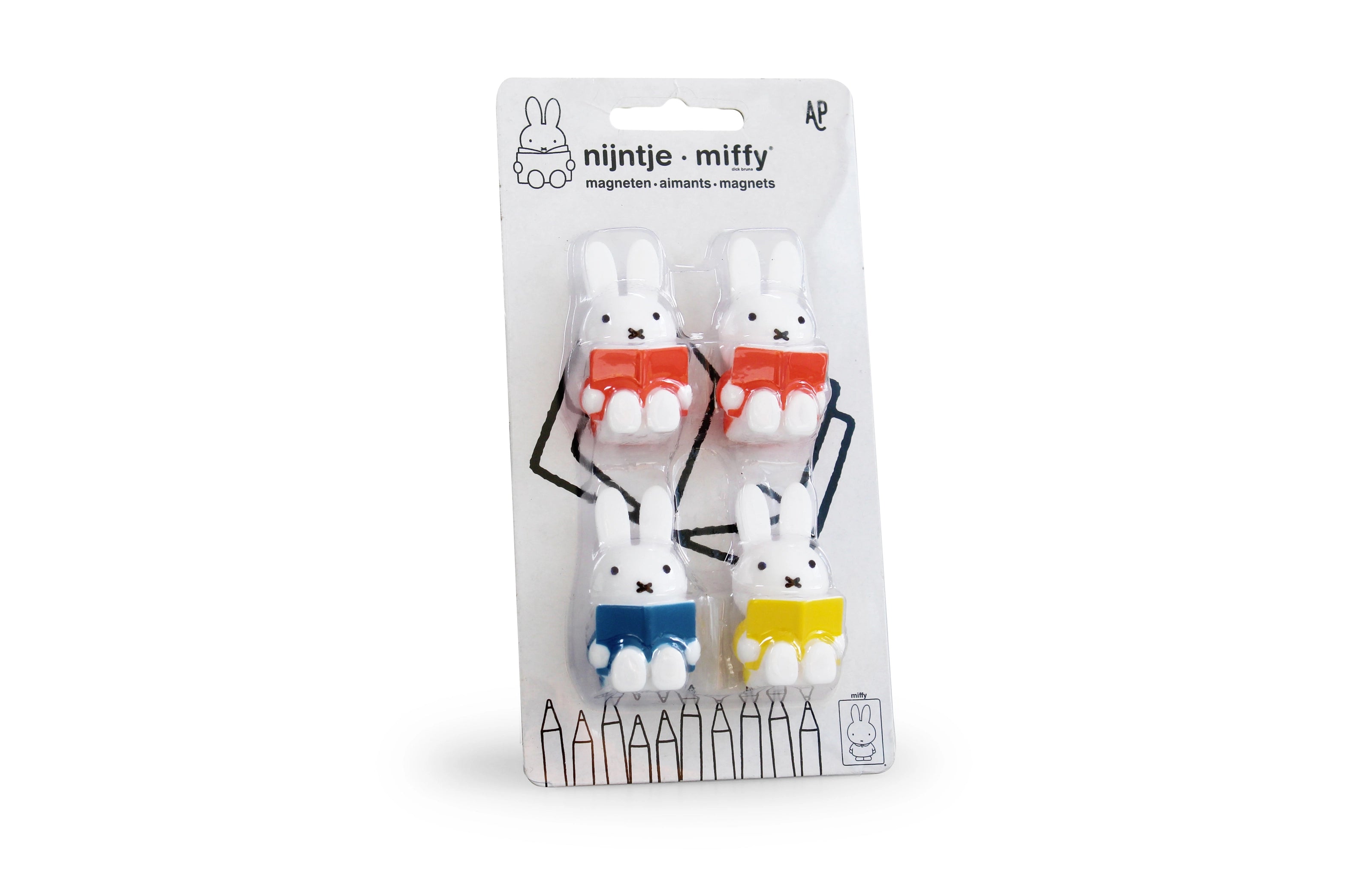 Miffy Reading Magnets Set of 4 - Cute Fridge Magnets & Locker Decor for Kids, Teens | Kawaii Dorm Accessories, Teacher Gift Idea | Perfect for School, Office & Home Organization