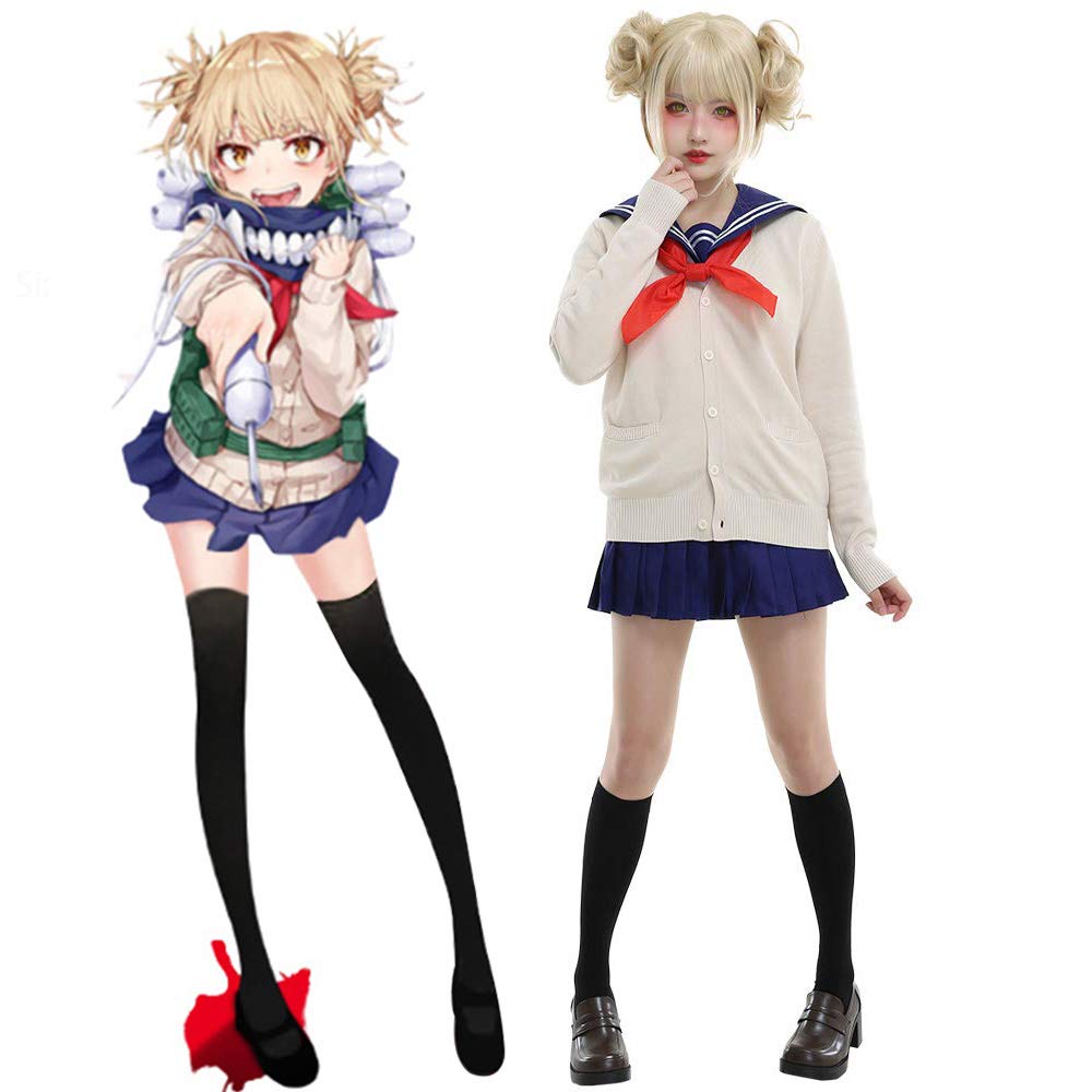 My Hero Academia Himiko Toga Anime Cosplay Costume - Japanese School Girl Uniform with Short Sleeves for Women & Girls | Perfect for Halloween, Comic Con & Anime Conventions