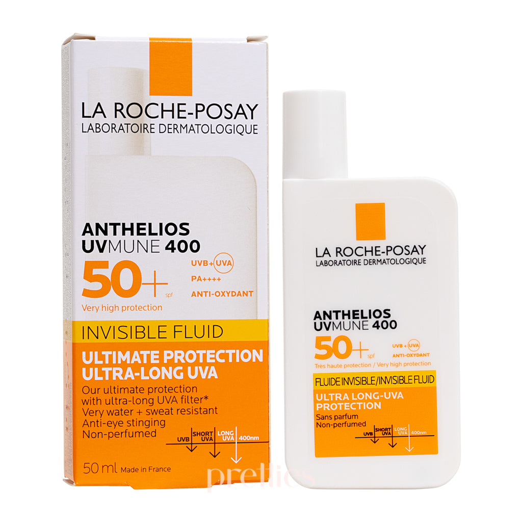 La Roche-Posay Anthelios UVMUNE 400 Invisible Fluid SPF 50+ Sunscreen 50ml - Oil-Free, Fragrance-Free, Broad Spectrum UVA/UVB Protection for Face & Body - Perfect for Daily Use, Outdoor Activities & Travel
