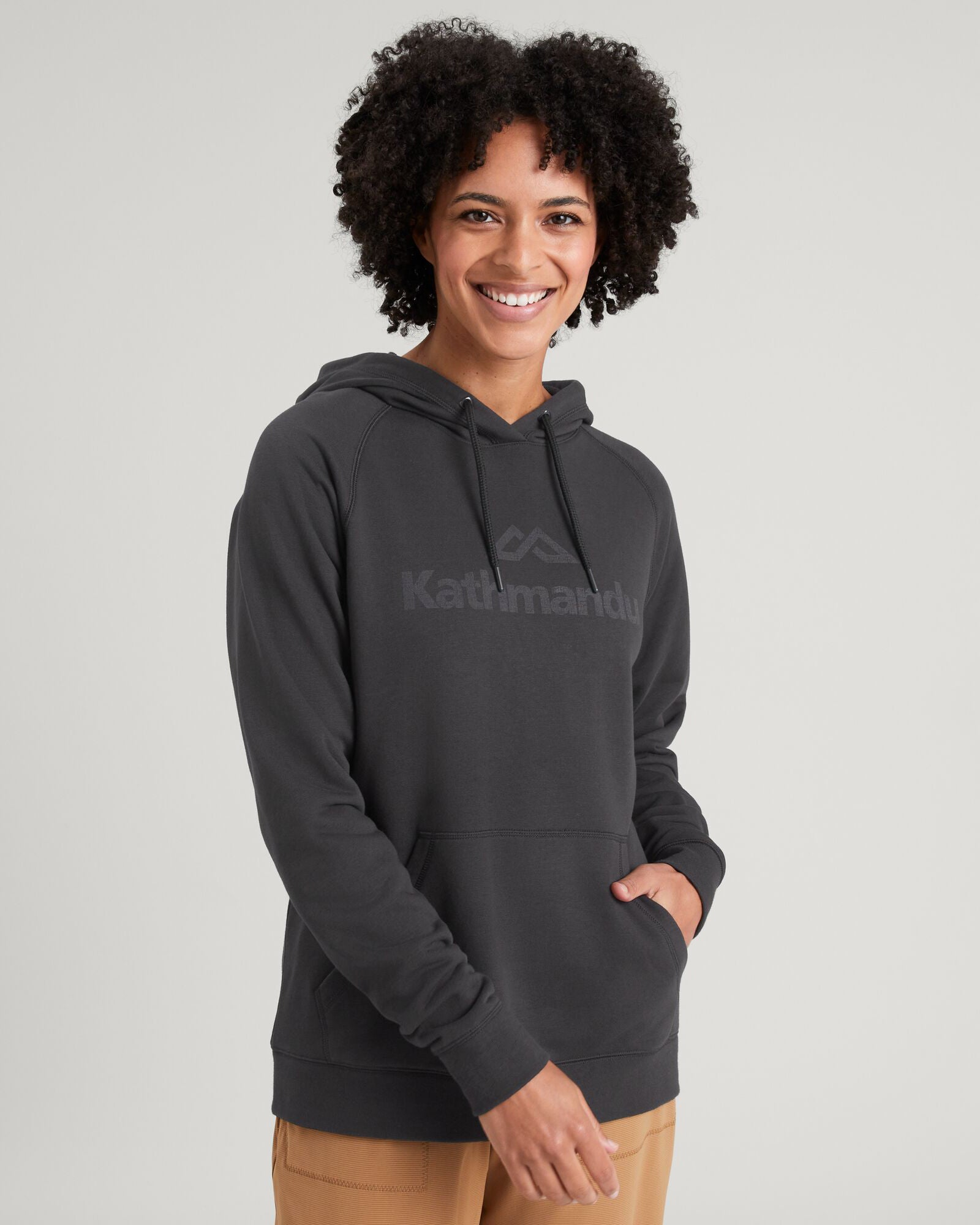 Kathmandu Logo Women's Fleece Hoodie - Warm Winter Pullover with Kangaroo Pocket - Black - Perfect for Outdoor Hiking, Camping & Casual Wear