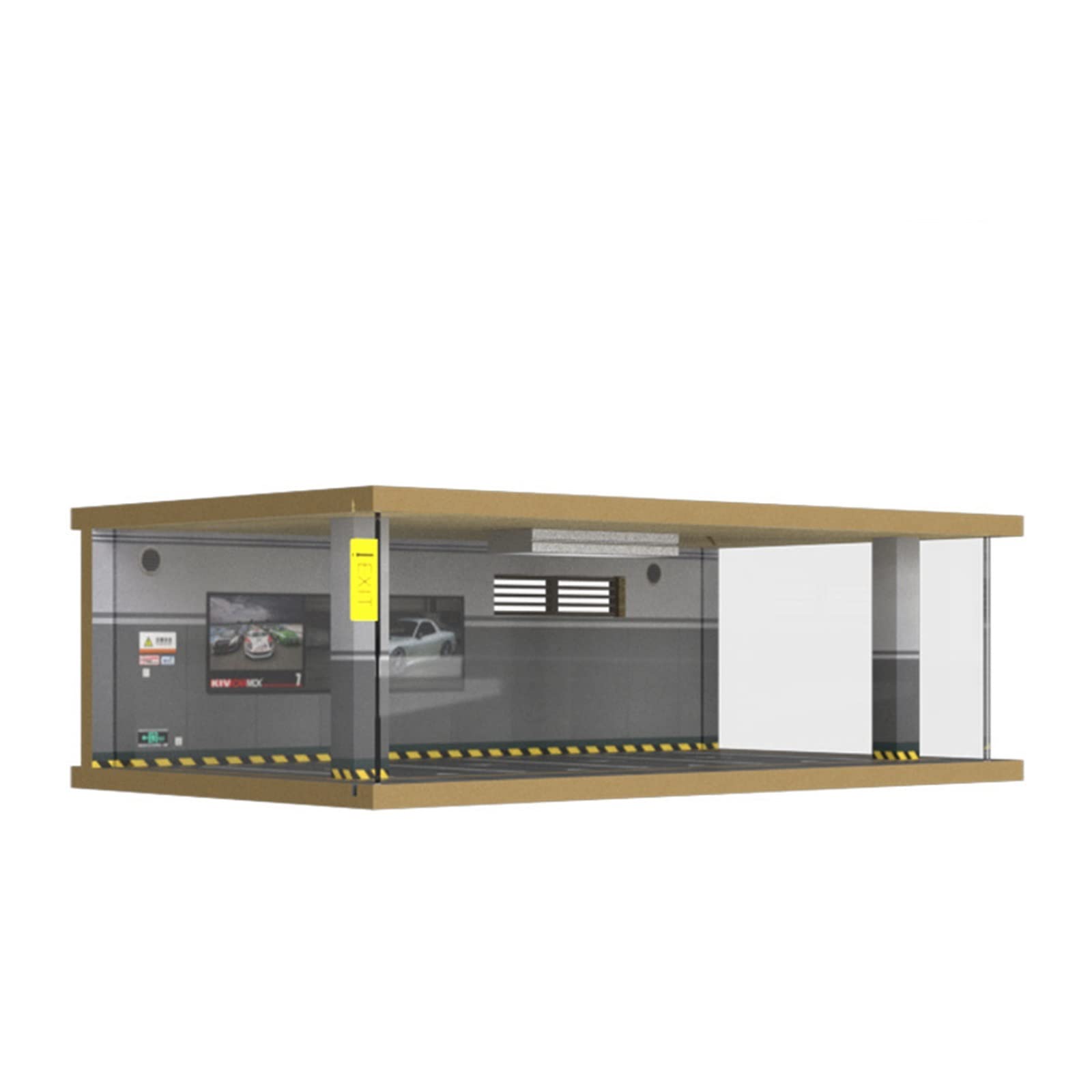 1:32 Scale Wooden Parking Garage Toy with LED Lights & Dust Cover - 4 Car Model Display for Kids & Collectors - Perfect for Playrooms, Gifts & DIY Scenes (Color: 4#)