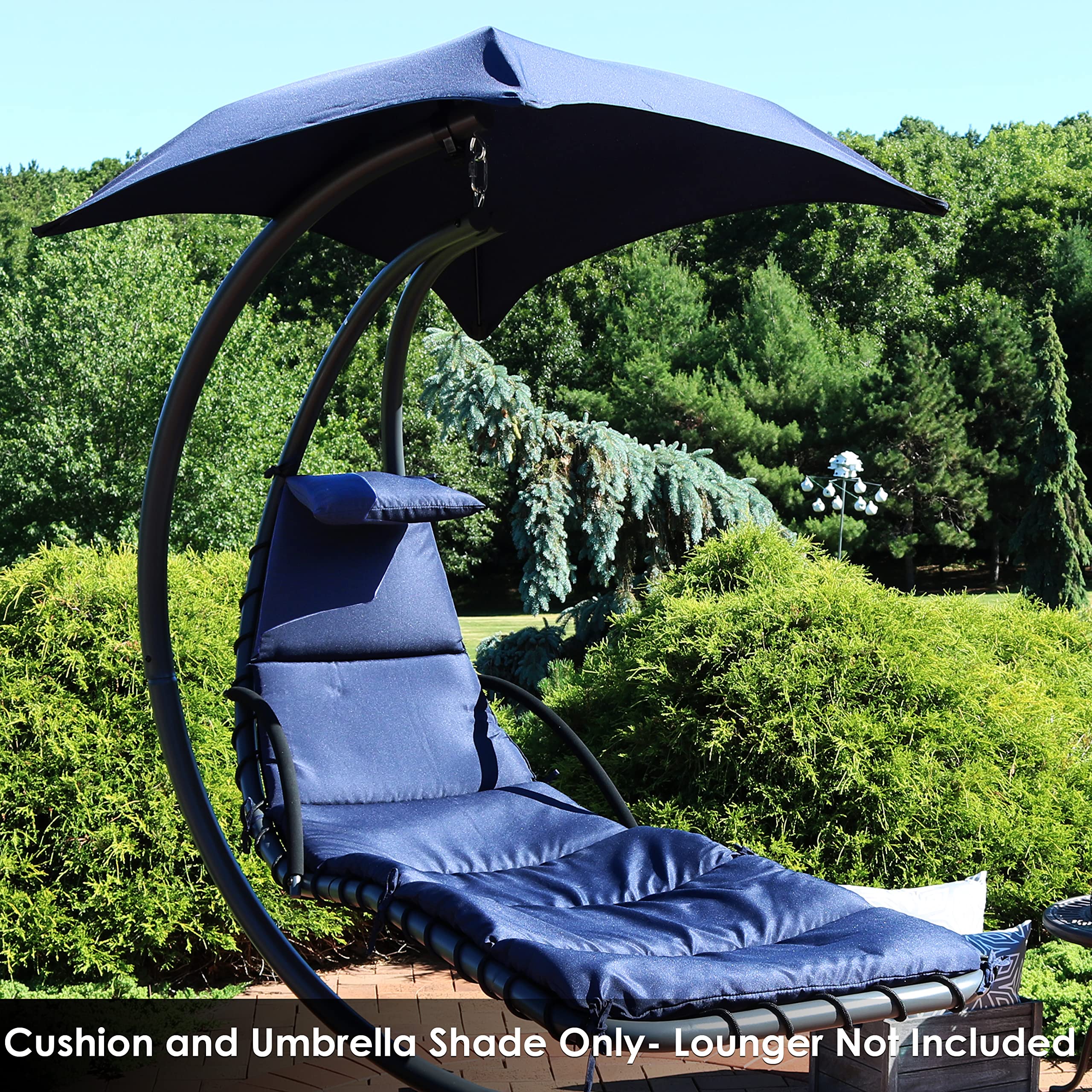 Sunnydaze Outdoor Hanging Lounge Chair Replacement Cushion - Navy Blue Polyester Filled Cushion with UV-Resistant Umbrella Fabric for Patio, Poolside & Garden Relaxation