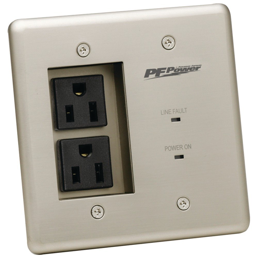 Panamax MIW-POWER-PRO-PFP Silver Power Outlet Faceplate - Premium Electrical Wall Plate for Home Theater & Office Setup