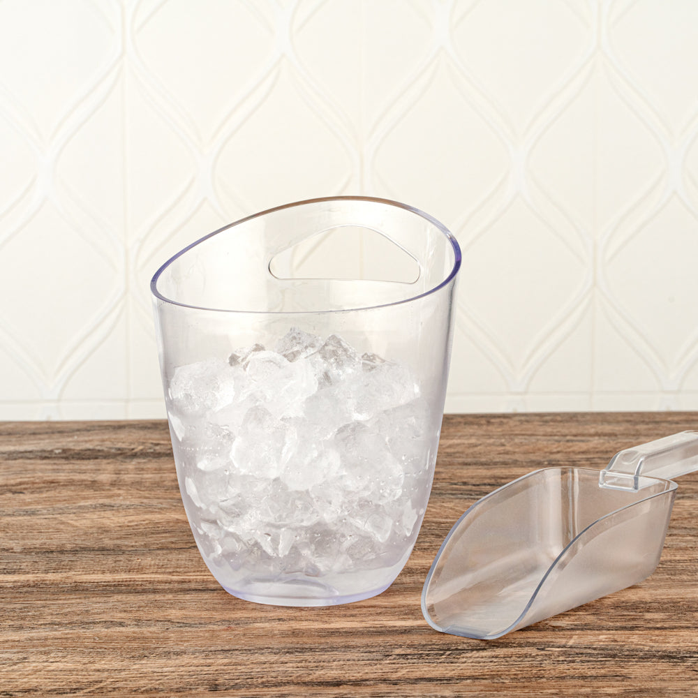 Bar Lux 3.2 Quart Clear Plastic Champagne Wine Bucket - 9.25 x 7.5 x 7.75 Inches - Perfect for Parties, Weddings & Home Entertaining - 1 Count Box