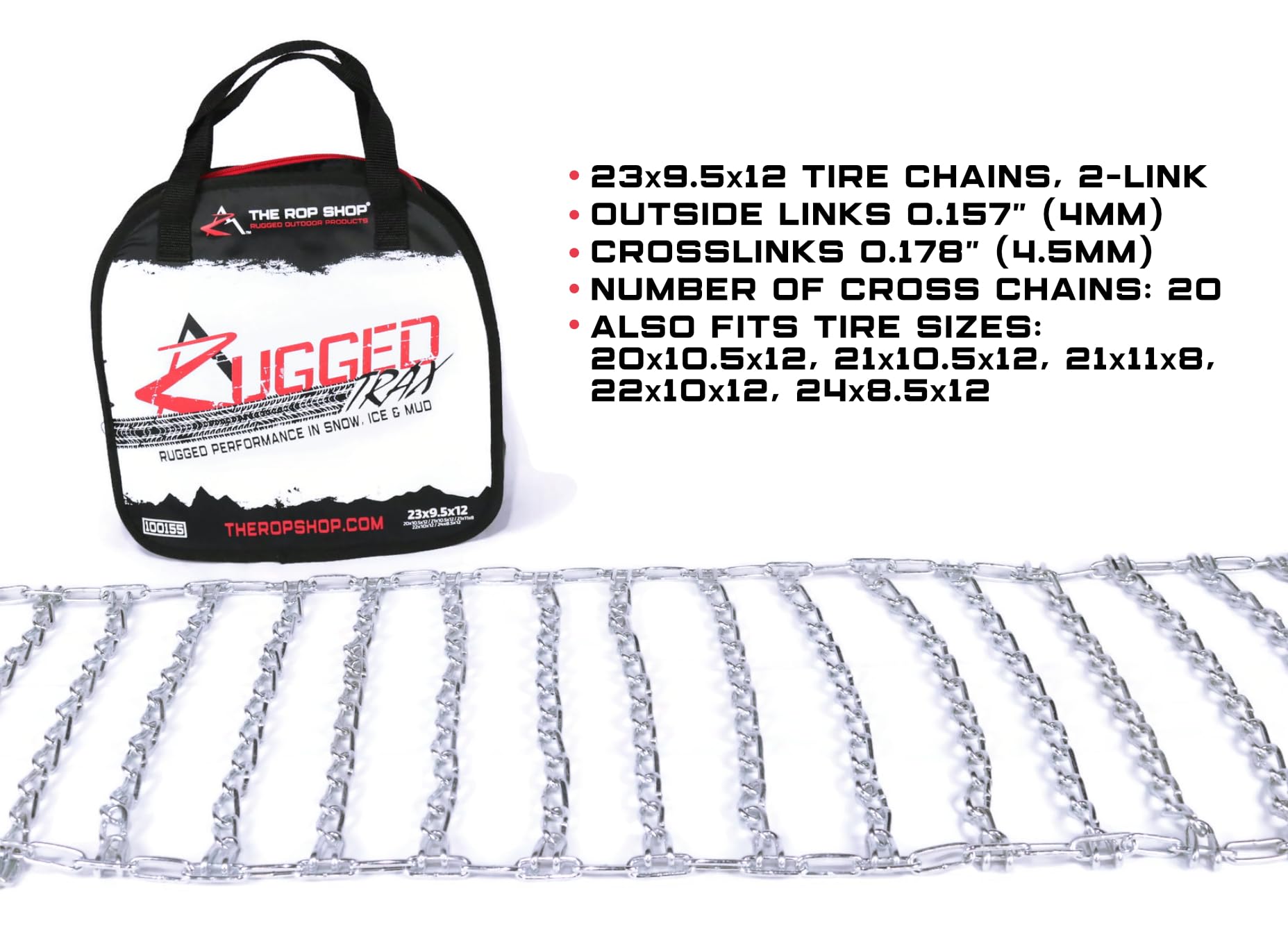 2-Pack Heavy Duty Tire Chains 22x10x12 & 24x8.5x12 for Lawn Mowers & Garden Tractors - Enhanced Traction for Snow, Mud & Rough Terrain