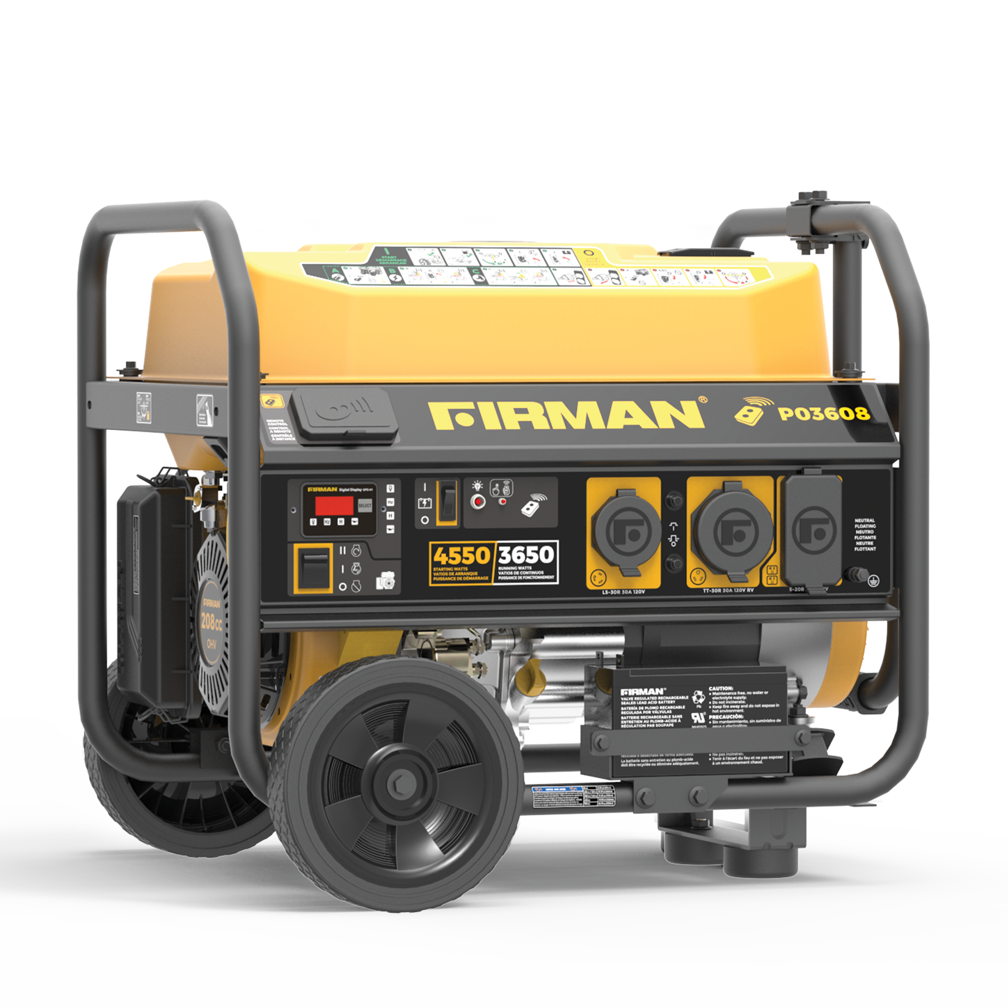 4550W Portable Gas Generator with Remote Start - 120V Power for Camping, Emergencies & Outdoor Activities