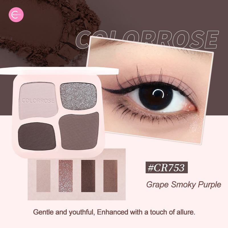 Colorrose Compact 4-Color Eyeshadow Palette - Travel-Friendly Makeup for Everyday & Party Looks