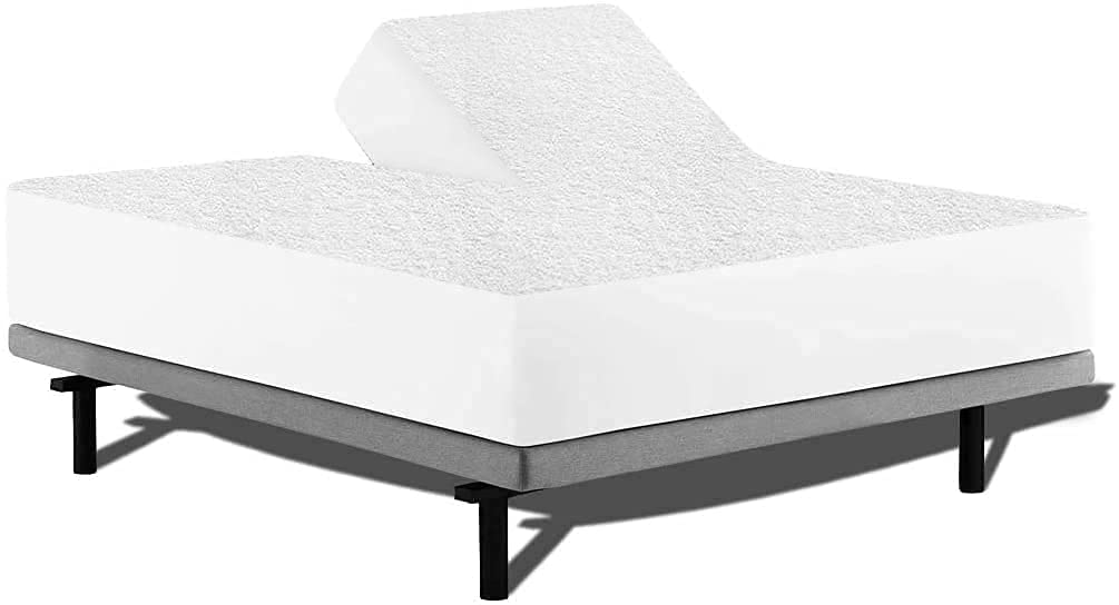 Split King Mattress Protector for Adjustable Beds - 100% Waterproof, Breathable Terry Cotton Cover, Fitted Sheet Style, Half Split Design (34