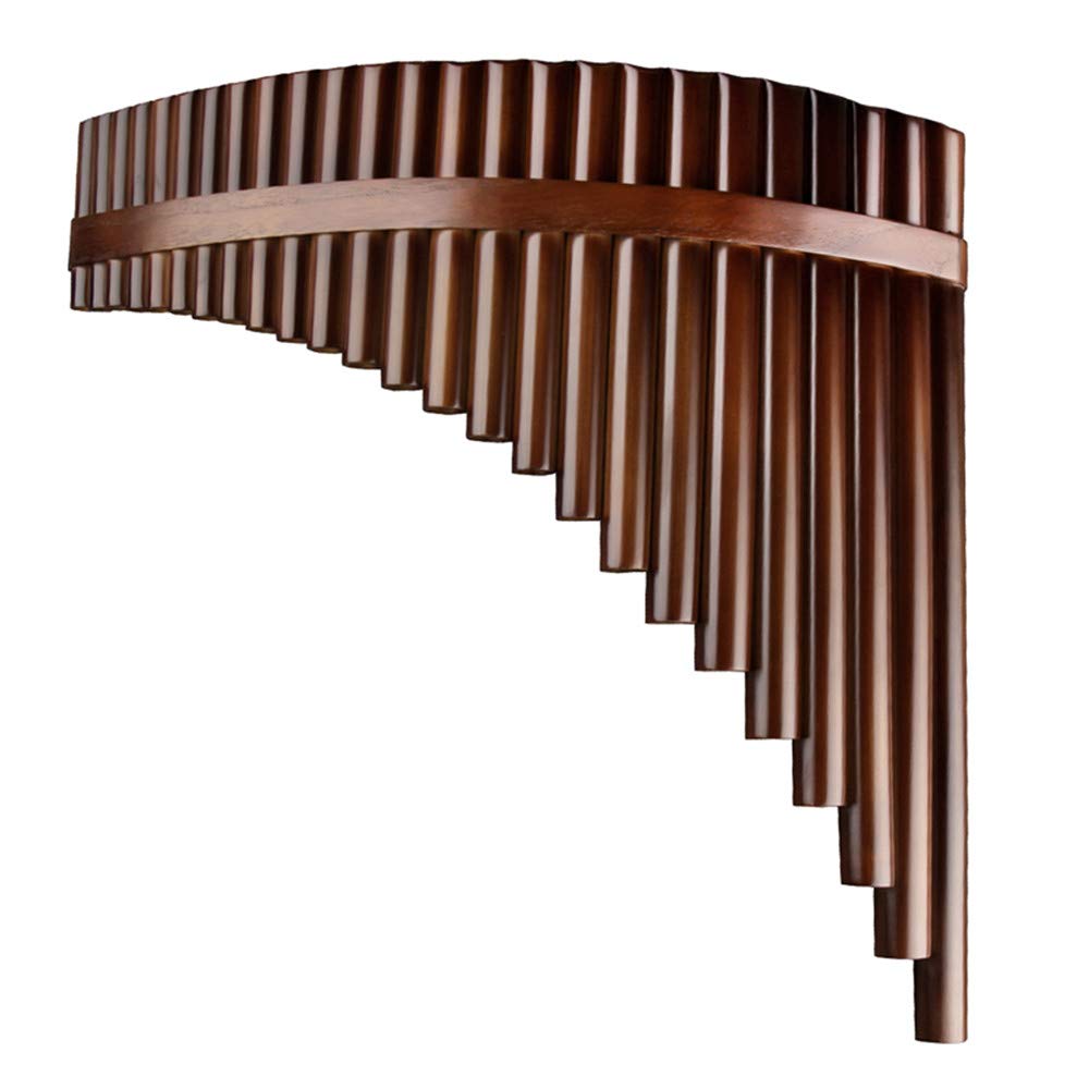 Professional 22/25 Pipes C Key Pan Flute - Traditional Chinese Musical Instrument, Easy to Learn Pan Pipes with Brown Finish & Black PU Bag (25-Left Hand) - Perfect for Beginners, Performances, and Cultural Music Enthusiasts