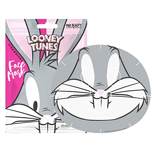 Looney Tunes Bugs Bunny Face Mask Sheet - Hydrating Spa Skincare for Women & Men - 0.8 oz Moisturizing Sheet Mask - Perfect for Beauty Parties, Gifts & Self-Care Routines | Fun Cartoon Character Skincare Treatment