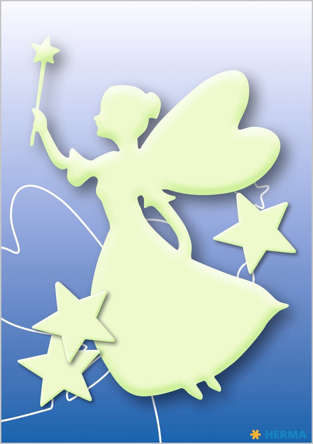 HERMA Reflective Stickers - Permanent Adhesive, 5 Fluorescent Stickers per Pack (Fairies & Stars Design) - Perfect for Night Safety, Bike Helmets & Outdoor Gear