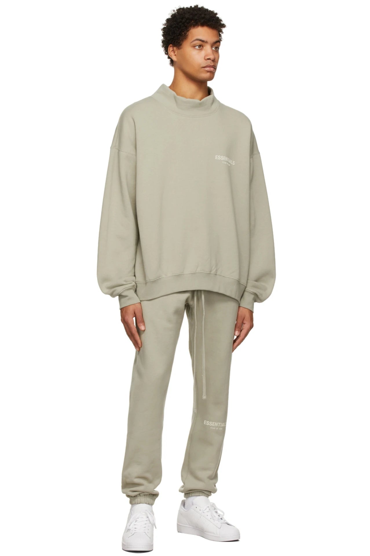 Fear of God Essentials Mock Neck Sweater for Men - Olive Green Pullover | Winter Layering & Casual Streetwear Outfits
