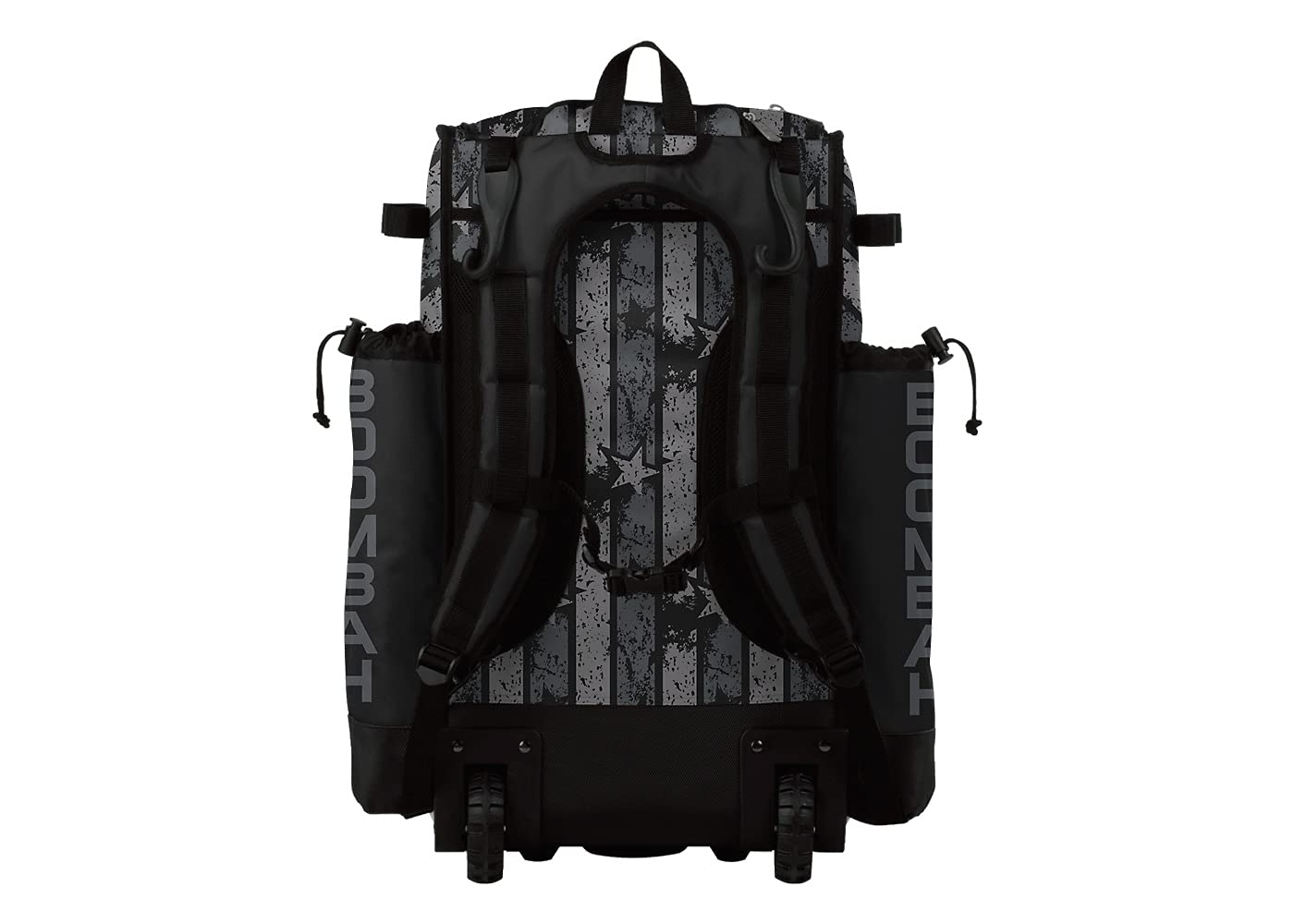 Boombah Superpack Hybrid Rolling Bat Bag - USA Freedom Black Ops Bat Pack Black/Charcoal - Wheeled & Backpack Style for Baseball & Softball Players - Perfect for Travel, Games & Practice