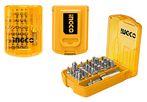 INGCO AKSD08301 30-Piece Screwdriver Bits Set - Standard Size, Silver, for Power & Hand Tools | Perfect for DIY Projects, Home Repairs & Professional Use