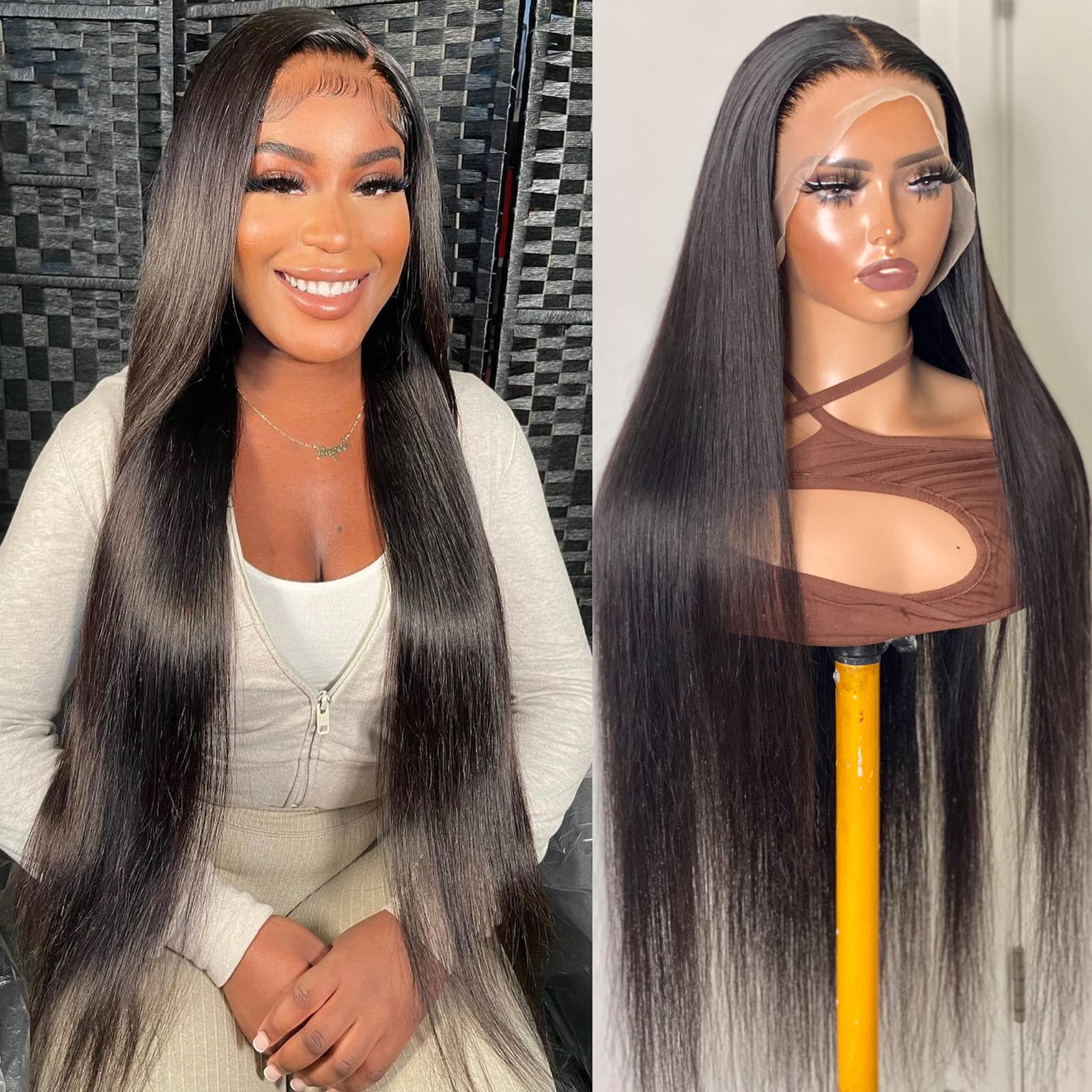 VIPbeauty 13x6 HD Lace Front Wigs Human Hair 180% Density Transparent 12A Brazilian Straight Lace Frontal Wig for Black Women - Pre Plucked with Baby Hair, 28 Inch | Natural Look for Daily Wear, Parties & Special Occasions