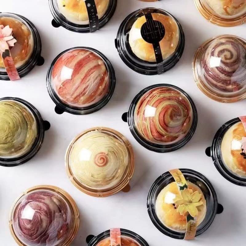 50 PCS Clear Plastic Cupcake Boxes with Lids - Mini Muffin Containers, Single Dome Dessert Holders for Ice Cream, Cheese Pastry, Mooncake & Cookies - Perfect for Wedding, Birthday, Christmas Party & Bakery Display