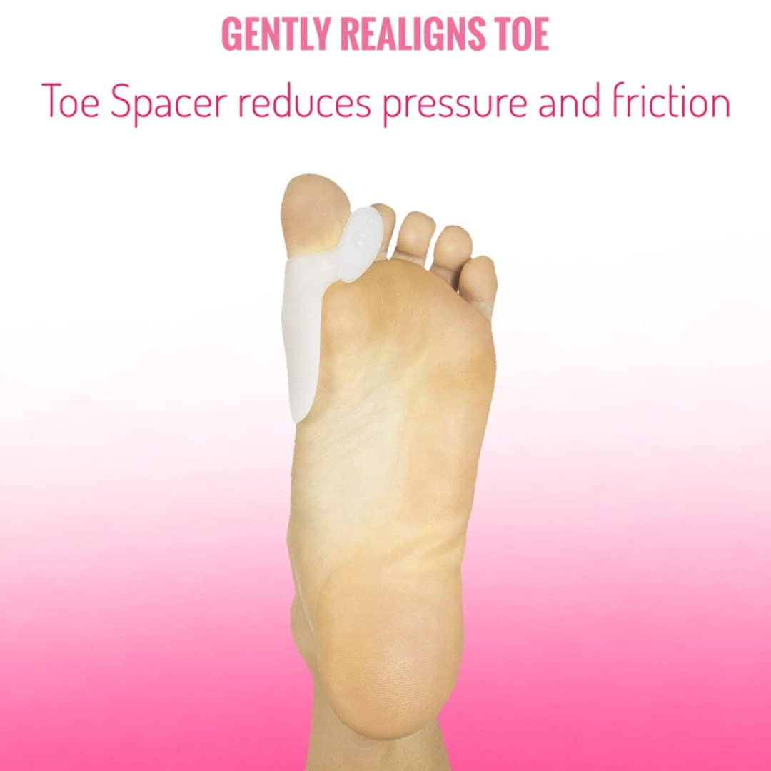 FLETIX Silicone Toe Separators for Bunion Relief - Soft Gel Toe Spacers & Protectors - Hallux Valgus Correctors & Orthopedic Braces - White Pair (Set of 1) - Perfect for Yoga, Running & Post-Surgery Recovery