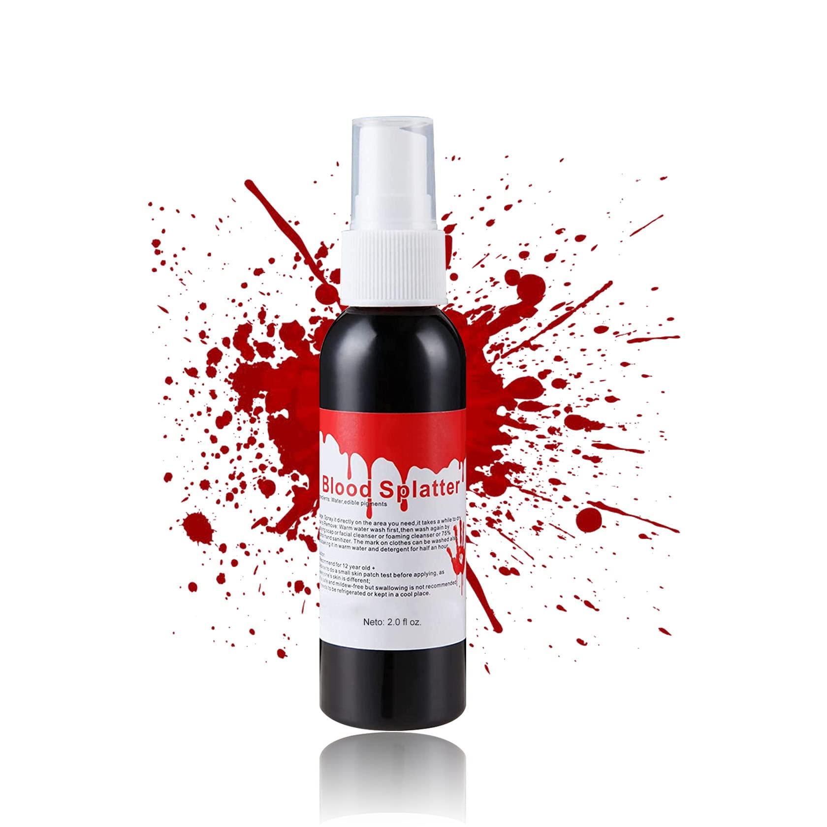 Halloween Fake Blood Makeup Spray - 2.1Oz (60ml) SFX Special Effects for Zombie, Vampire & Clown Costumes | Blood Splatter for Clothes & Cosplay | Perfect for Halloween Parties, Horror Events & Theatrical Performances