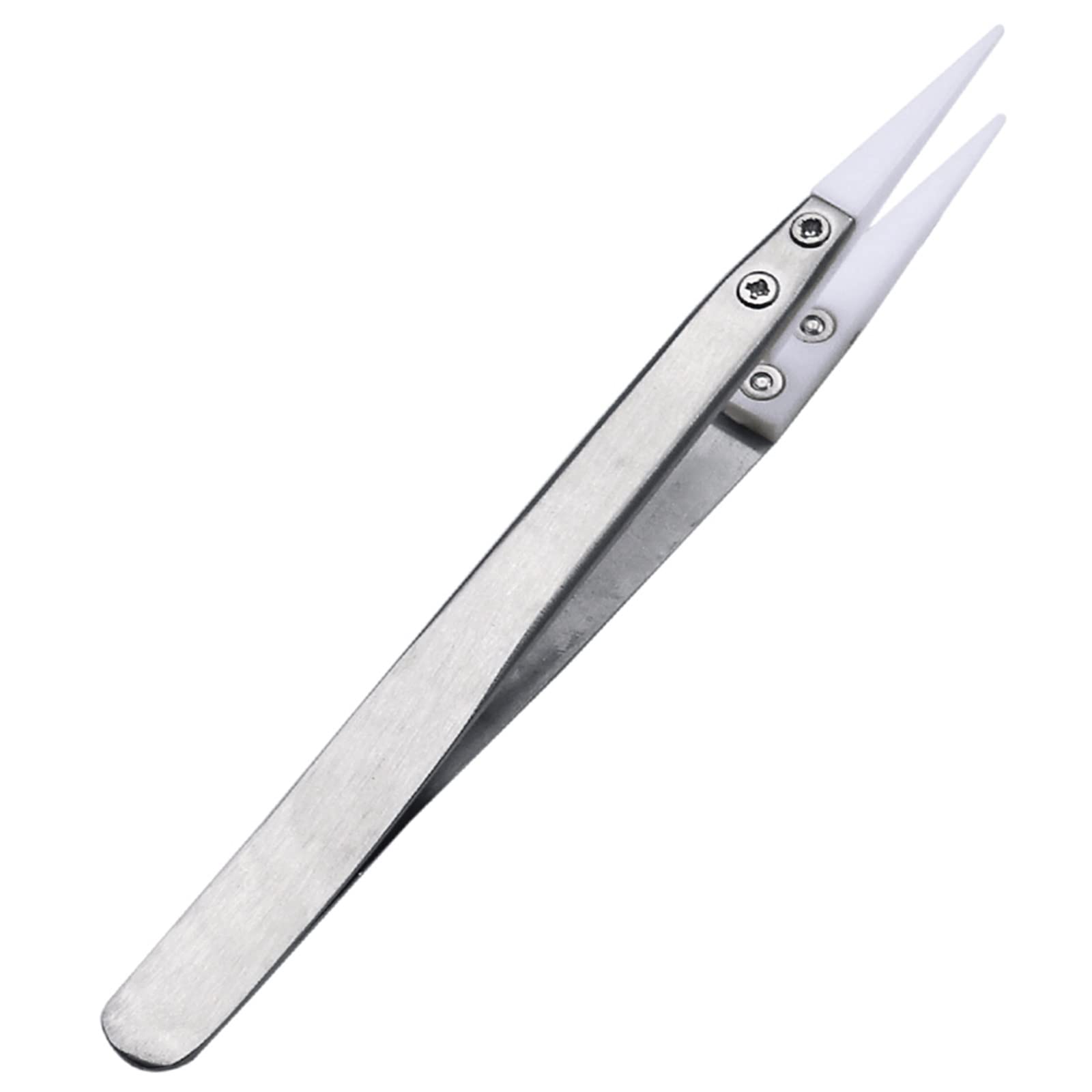 Professional Ceramic Hair Removal Tweezers - Heat Resistant & Non-Conductive Stainless Steel Body - Multi-Function Beauty Tool Kit for Eyebrow Shaping, Splinter Removal & Crafting (Silver01/Silver02) - Perfect for Home Salon, Travel & DIY Projects