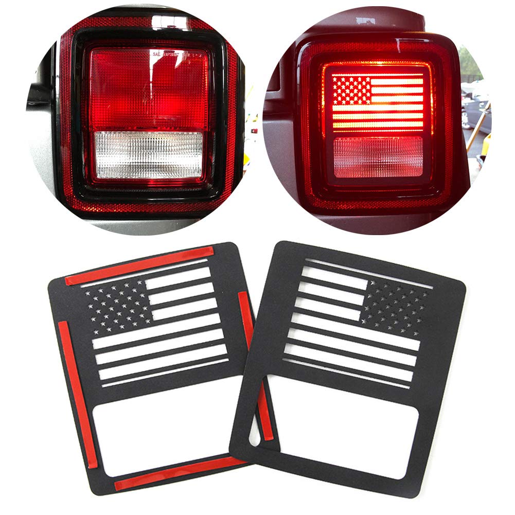 Jeep Wrangler JL & Unlimited Sport US Flag Taillight Covers - Durable Rear Lamp Guard Protector (1 Pair) for Off-Roading & Night Driving Safety