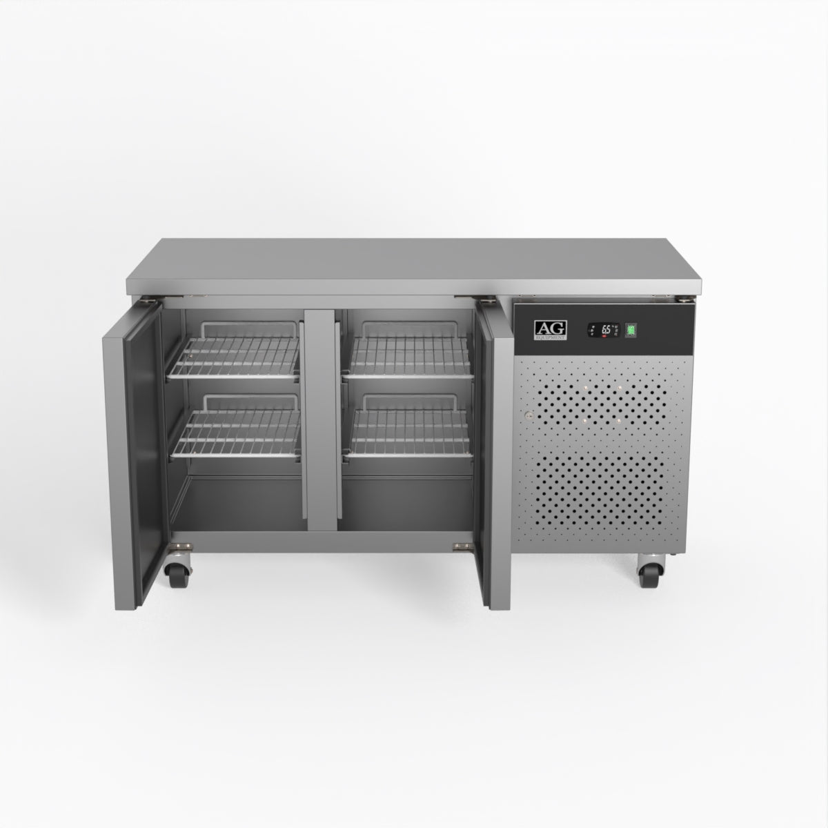 Commercial Refrigerator SLX2100TN - 2 Door Under Counter Fridge for Restaurants, Bars, and Kitchens - Energy Efficient Stainless Steel Worktop Freezer for Food Storage