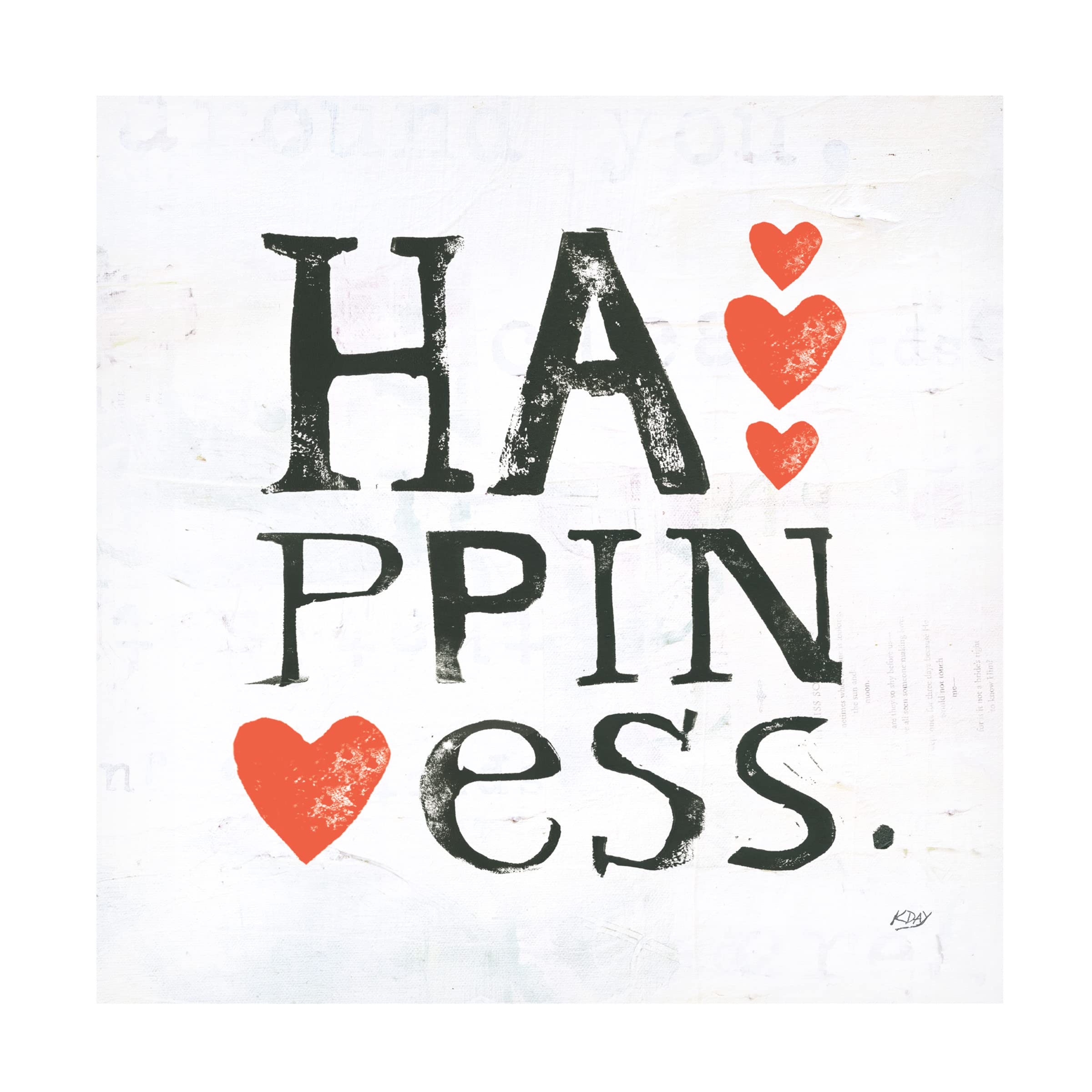 Kellie Day 'Happiness' Canvas Wall Art Print - Modern Home Decor for Living Room, Bedroom & Office