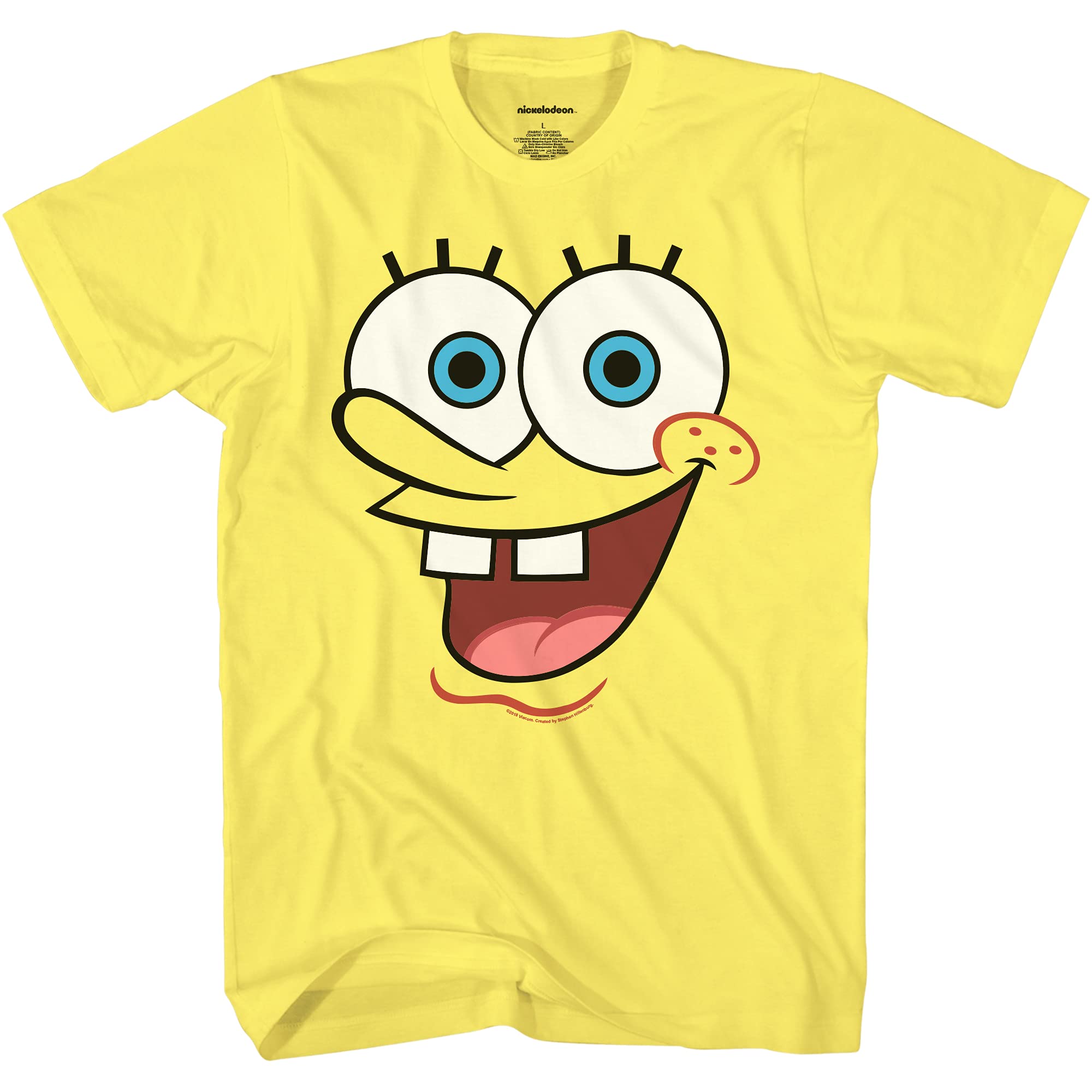 SpongeBob SquarePants Cartoon Character Big Face Graphic Boys Youth T-Shirt - Fun Casual Wear for Kids Birthday Party & School Activities