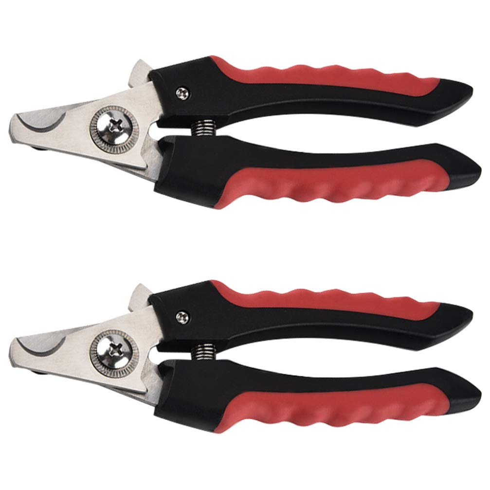 PRETYZOOM 2-Pack Professional Stainless Steel Dog & Cat Nail Clippers with Safety Guard - Pet Grooming Nail Trimmer & File Kit for Small to Medium Pets - Perfect for Home Grooming & Vet Visits