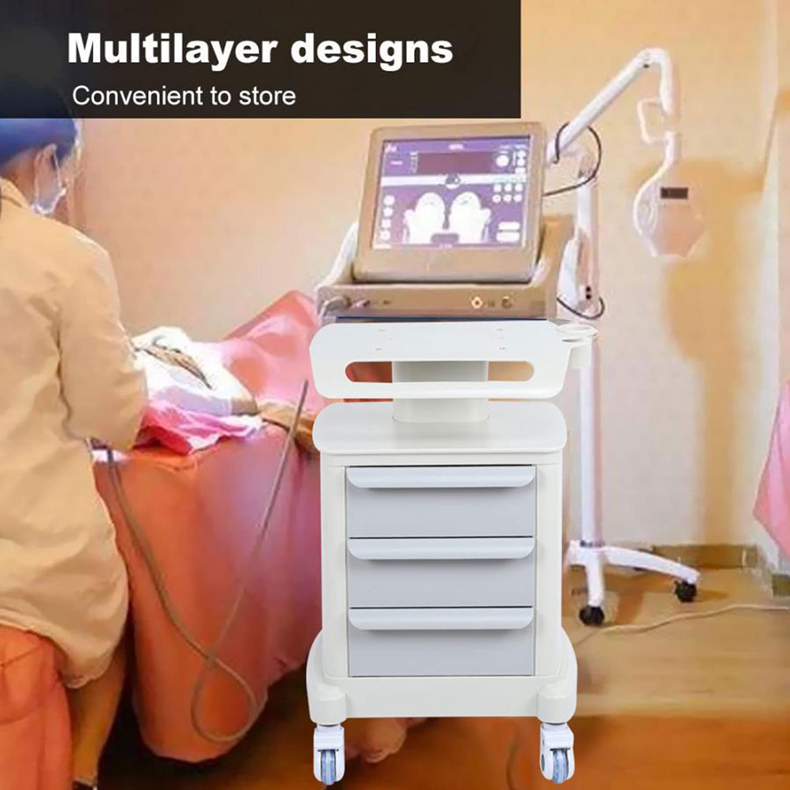 3-Layer Salon SPA Trolley Stand Cart with 360° Rotating Wheels - Mobile Beauty Equipment Storage for Hair Stylists & Salons - Perfect for Hair Tools, Nail Supplies & Salon Organization