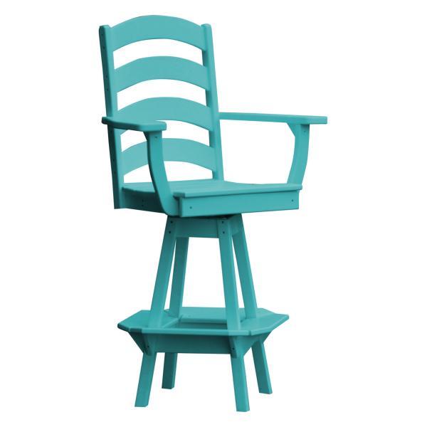 Swivel Bar Stool with Ladder Back & Arms - Adjustable Height Counter Stool for Kitchen Island, Dining & Home Bar