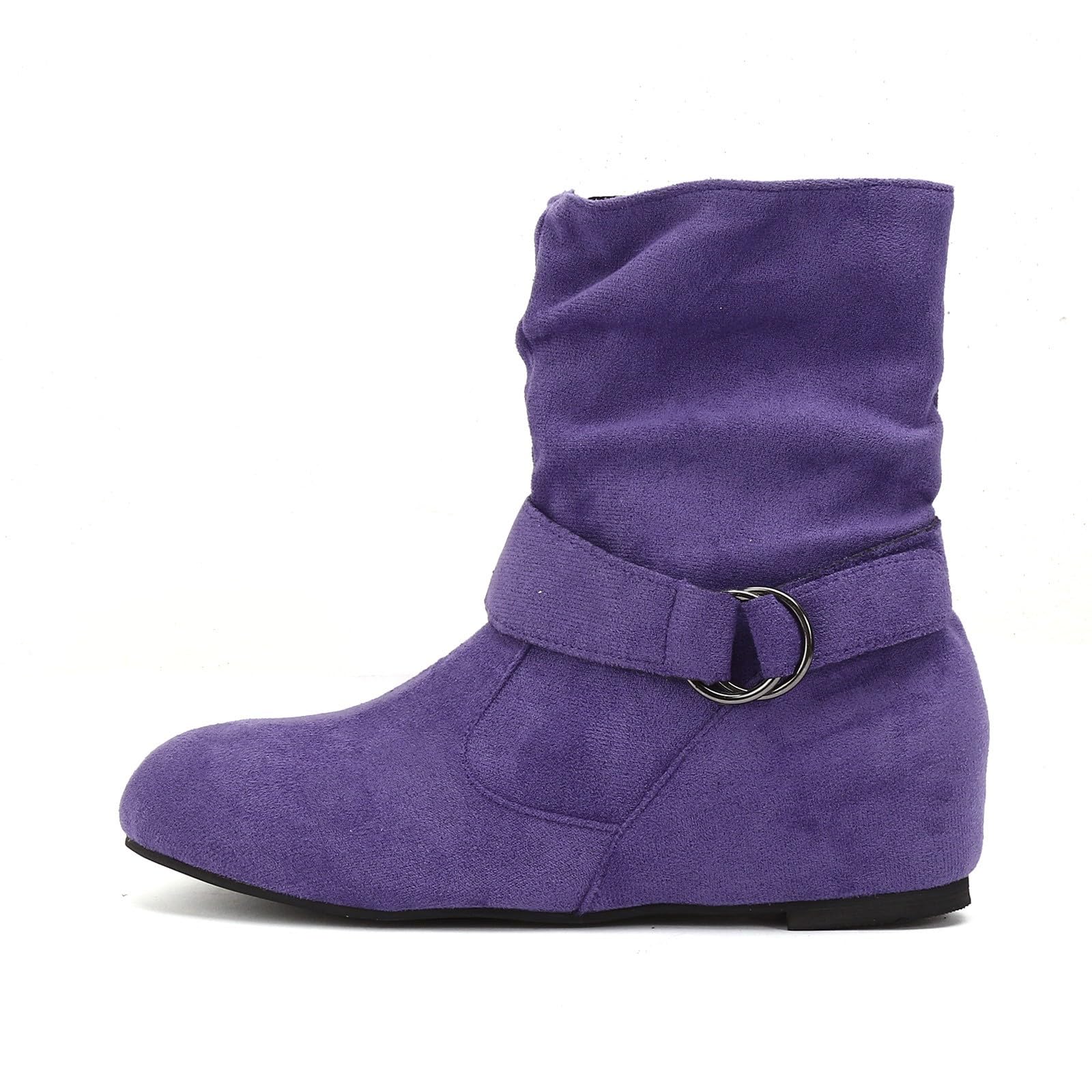 Stylish Women's Low Heel Mid Calf Boots - Fashionable Round Toe Casual Booties for Everyday Wear | Perfect for Office, Dating & Fall/Winter Outfits