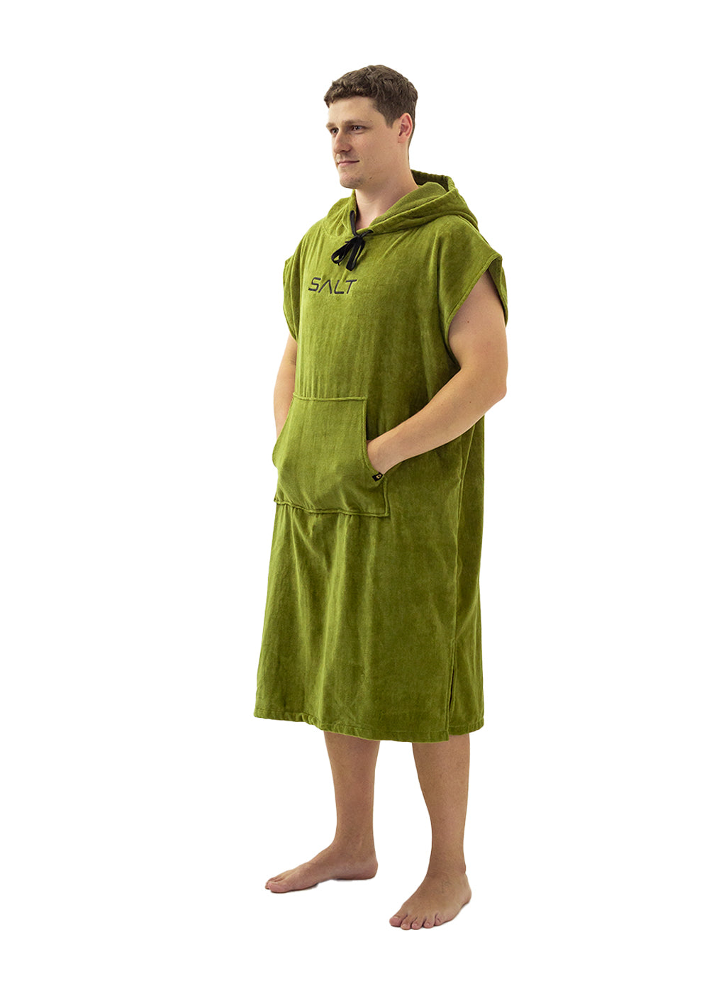 SALT Hooded Cotton Poncho Towel for Women & Men - Soft Green Beach Cover Up, Swimwear Wrap, Spa Robe - Perfect for Pool, Beach, Yoga & Lounging