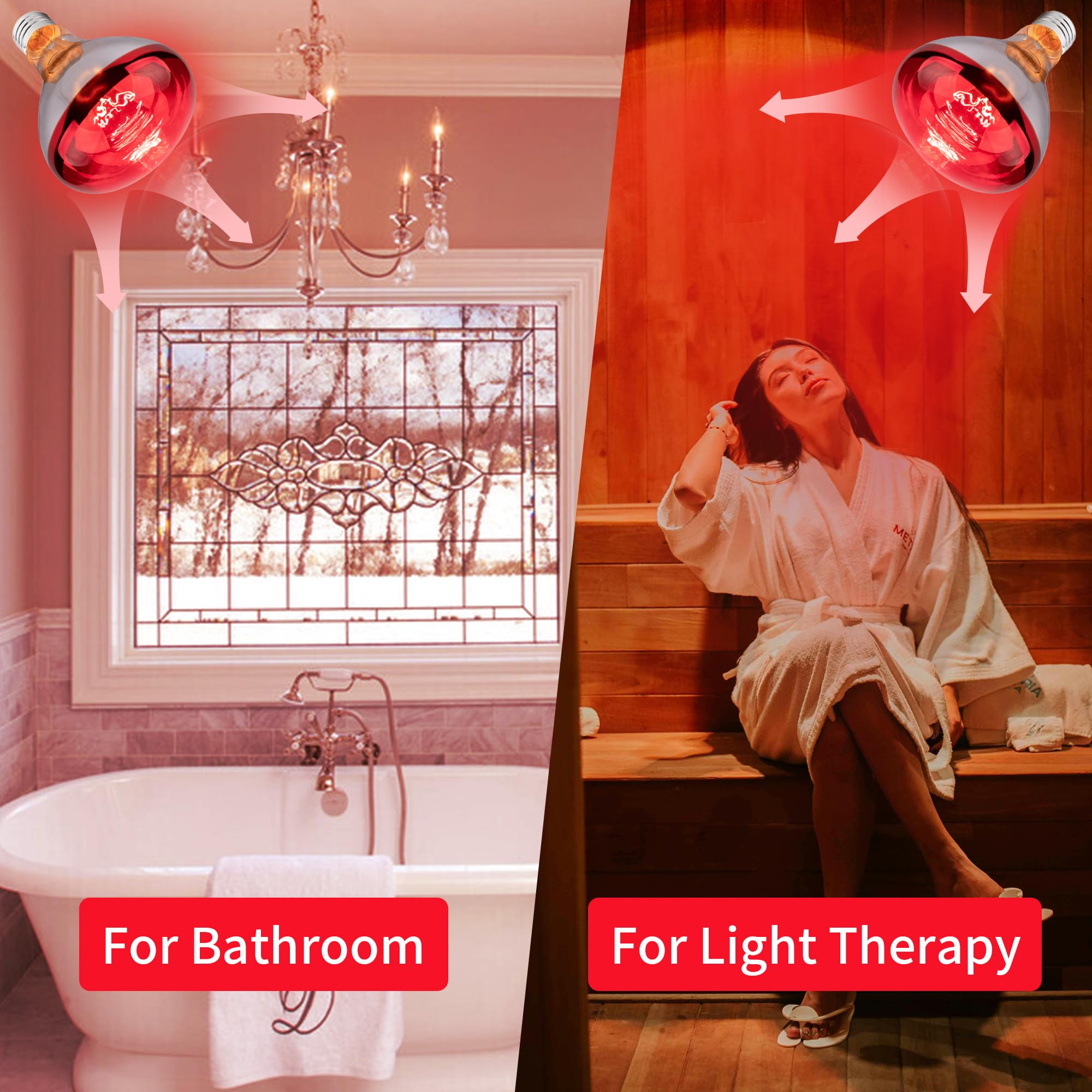 250W R40 Infrared Heat Lamp Bulbs - 2 Pack Brooder Heater for Chickens, Pets, Reptiles | Incandescent Heating Light for Poultry Coop, Bathroom, Food Warming & Light Therapy