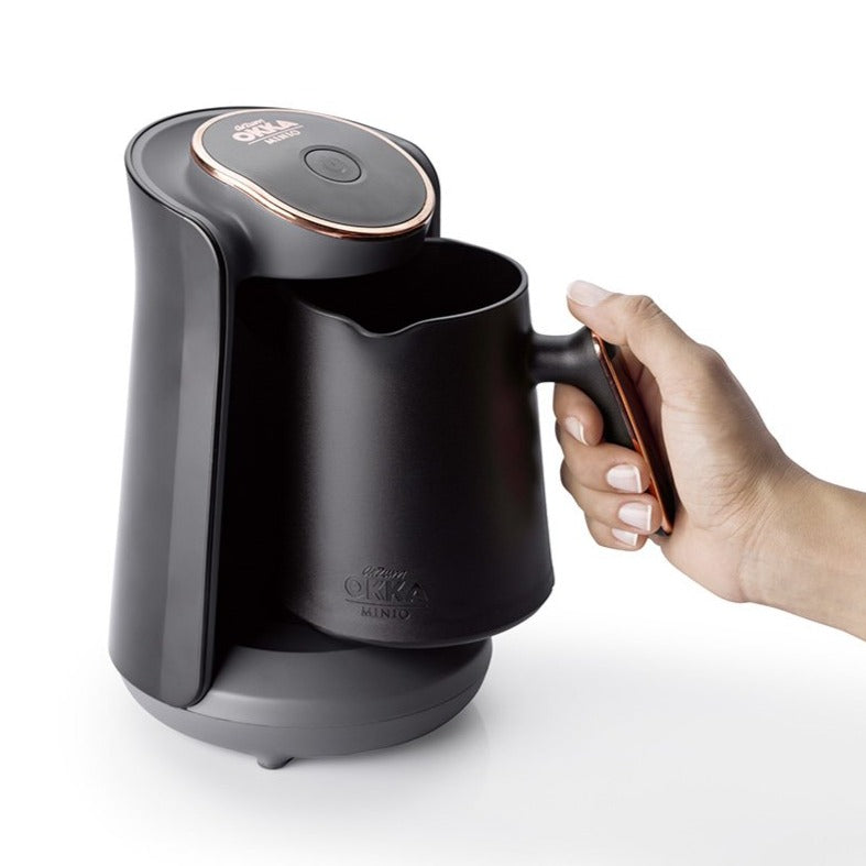 Arzum Okka Minio Automatic Turkish Coffee Maker - Electric Stovetop Brewer for Rich Espresso & Traditional Coffee, Black/Silver - Perfect for Home, Office & Gifts