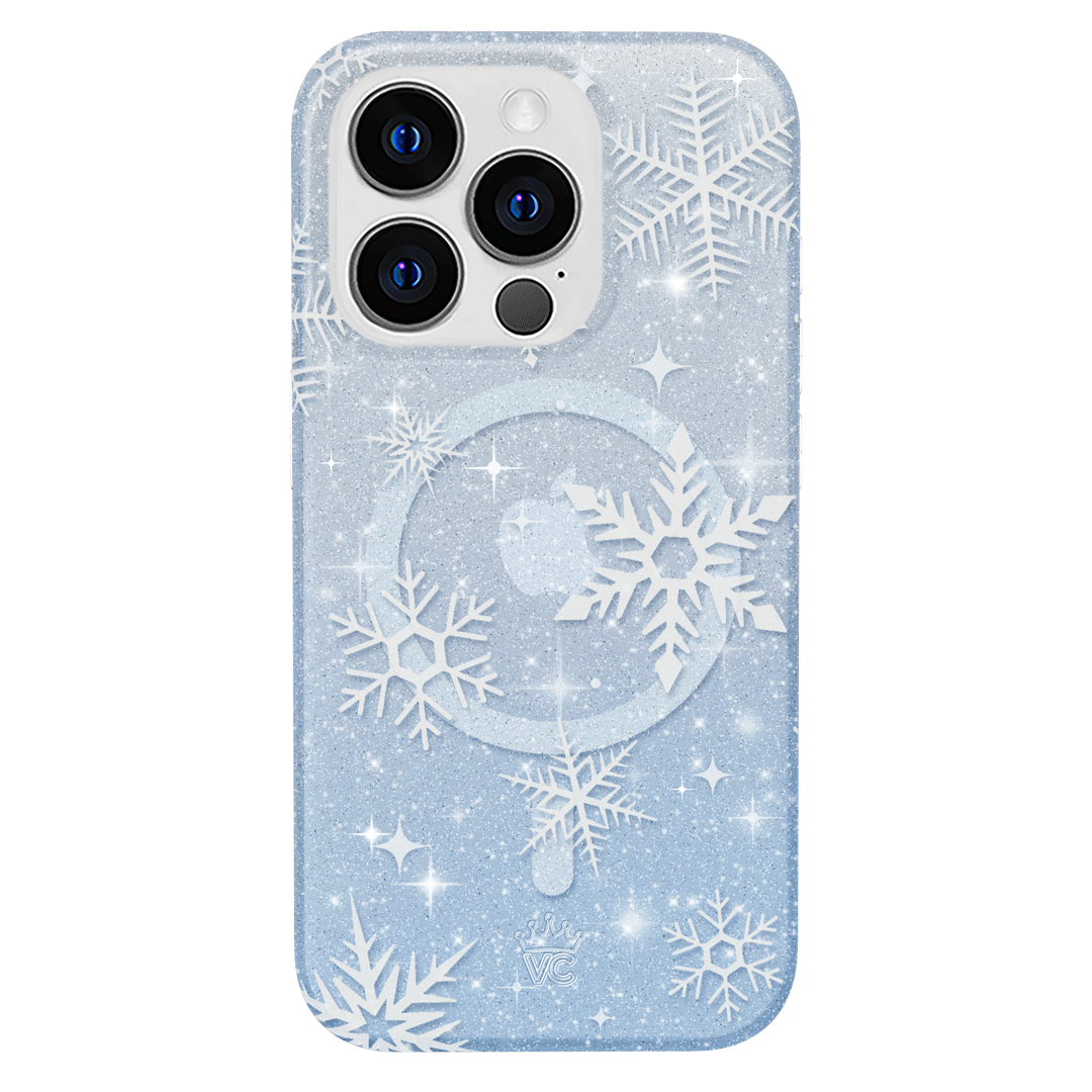 Snow Angel Glitter iPhone Case - Sparkly Protective Phone Cover for iPhone 13/14/15 - Perfect for Winter Holidays, Christmas Gifts & Festive Occasions