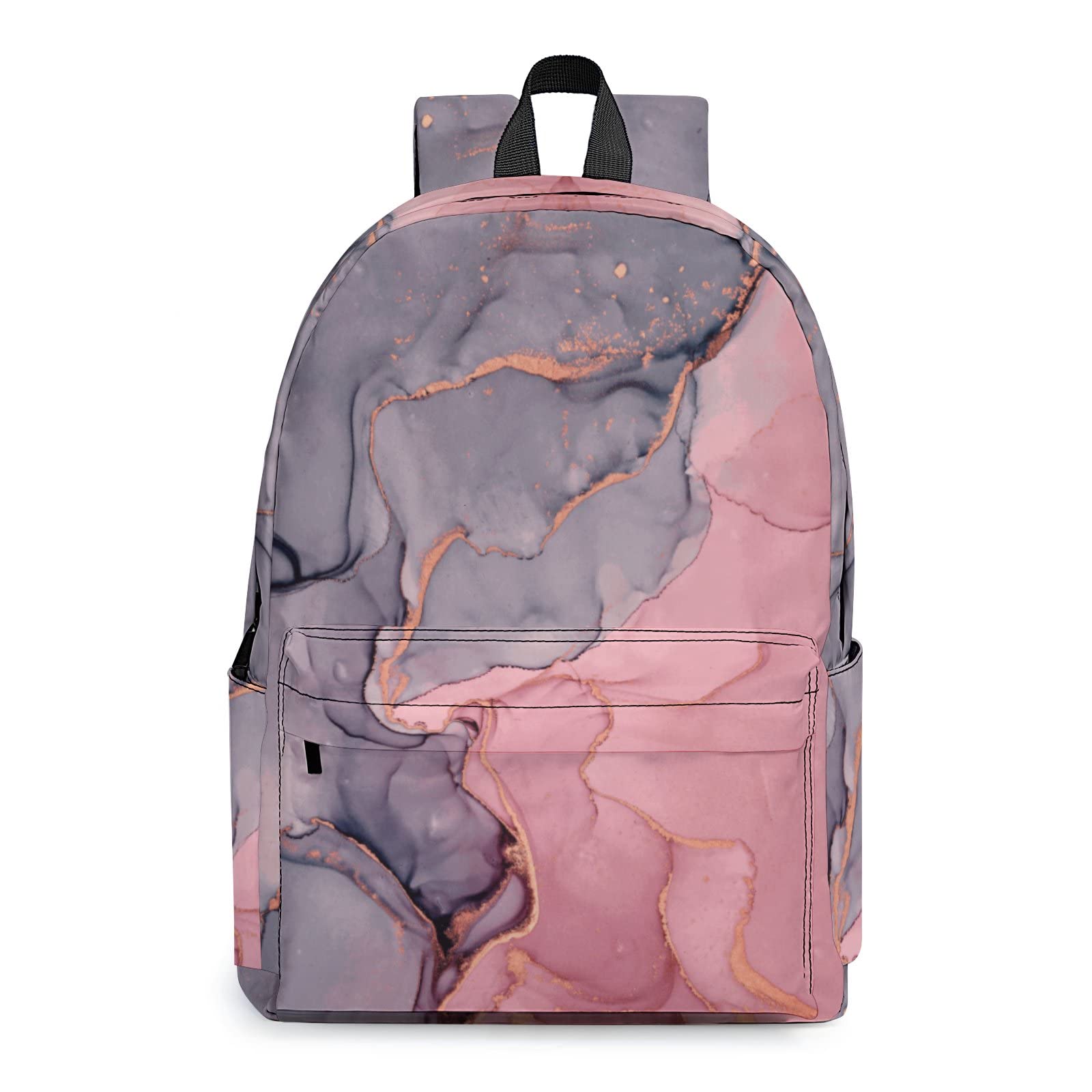 Stylish Marble Glitter Backpack - Lightweight Durable Laptop Bag for Women & Men - Water-Resistant Travel Backpack for Hiking, School, Work & Daily Commute