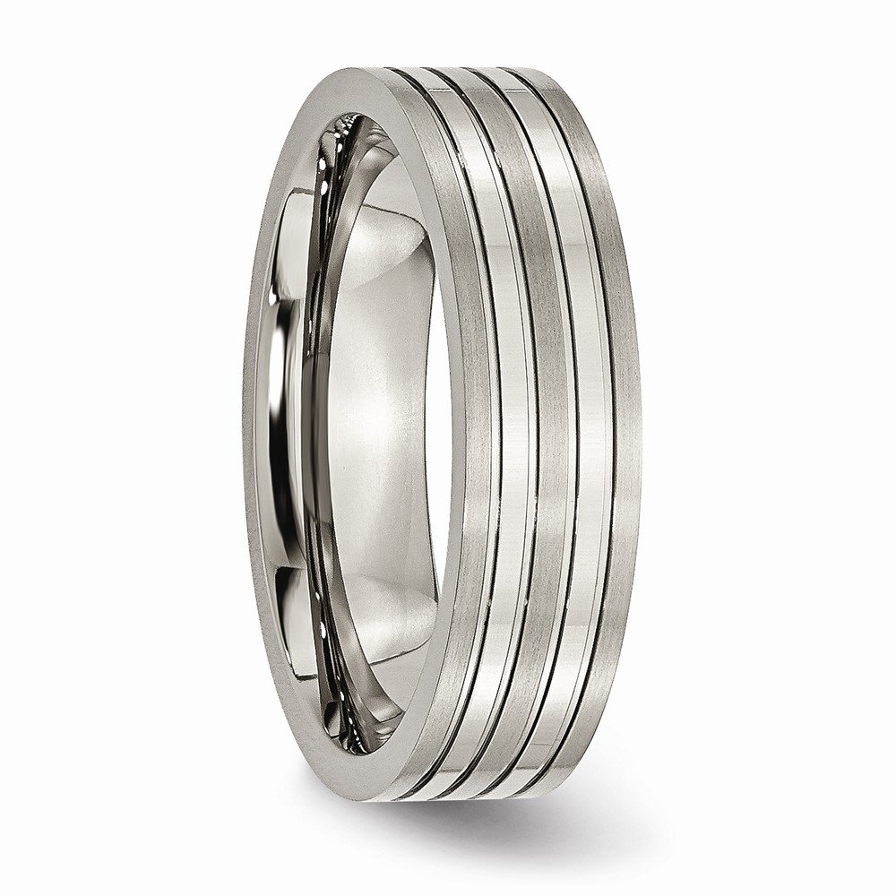 Premium Solid Titanium 6mm Grooved Matte Brushed Wedding Band Ring for Men - Durable, Hypoallergenic Jewelry for Everyday Wear, Anniversary Gifts & Special Occasions