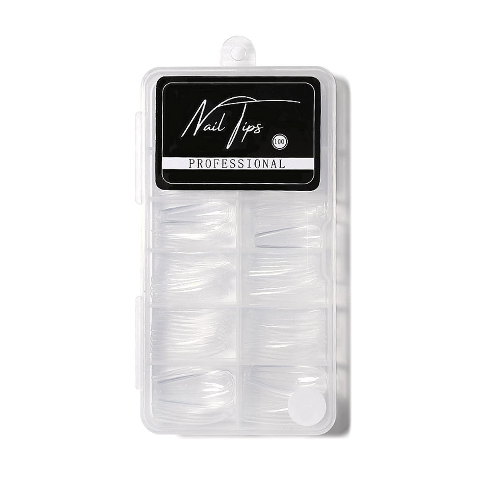 100PCS Clear Acrylic Nail Tips - Full & Half Cover False Nails in Coffin & Ballerina Shapes - 10 Sizes for Nail Salon & DIY Manicure - Perfect for Home Nail Art, Professional Application, and Special Occasions