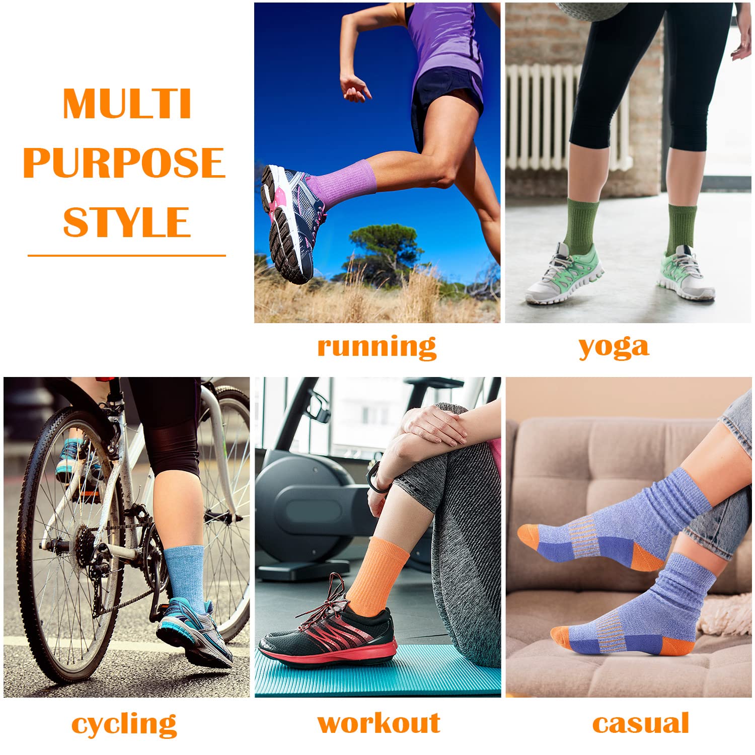 Gonii Women's Thick Cushioned Hiking & Running Athletic Crew Socks - 5 Pairs Pack for Outdoor Sports, Gym Workouts and Daily Comfort