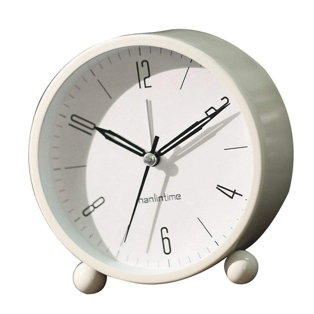 **Silent Non-Ticking Analog Alarm Clock with Nightlight - Loud Alarm, White - Perfect for Bedroom, Office, and Kids' Room**