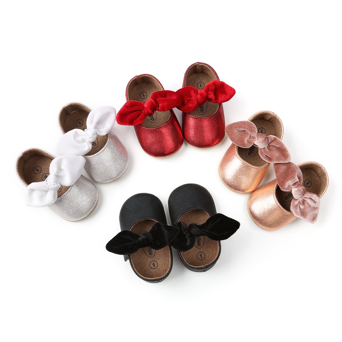 Baby Girls Mary Jane Flats - Anti-Slip Rubber Sole Bow Dress Shoes for Toddlers | Princess Party, First Walkers, School & Special Occasion Outfits