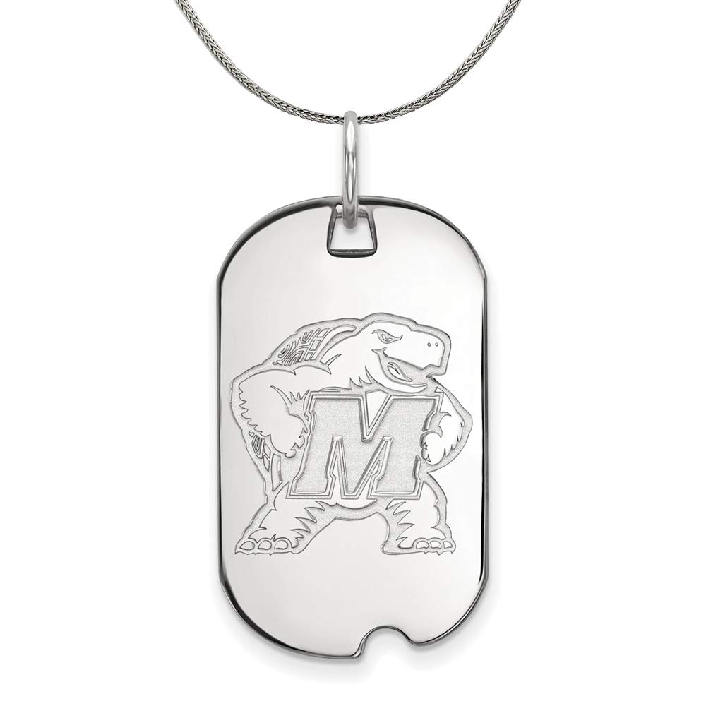 Black Bow Sterling Silver Maryland Dog Tag Necklace for Women - Elegant Personalized Jewelry Gift for Birthday, Anniversary & Everyday Wear