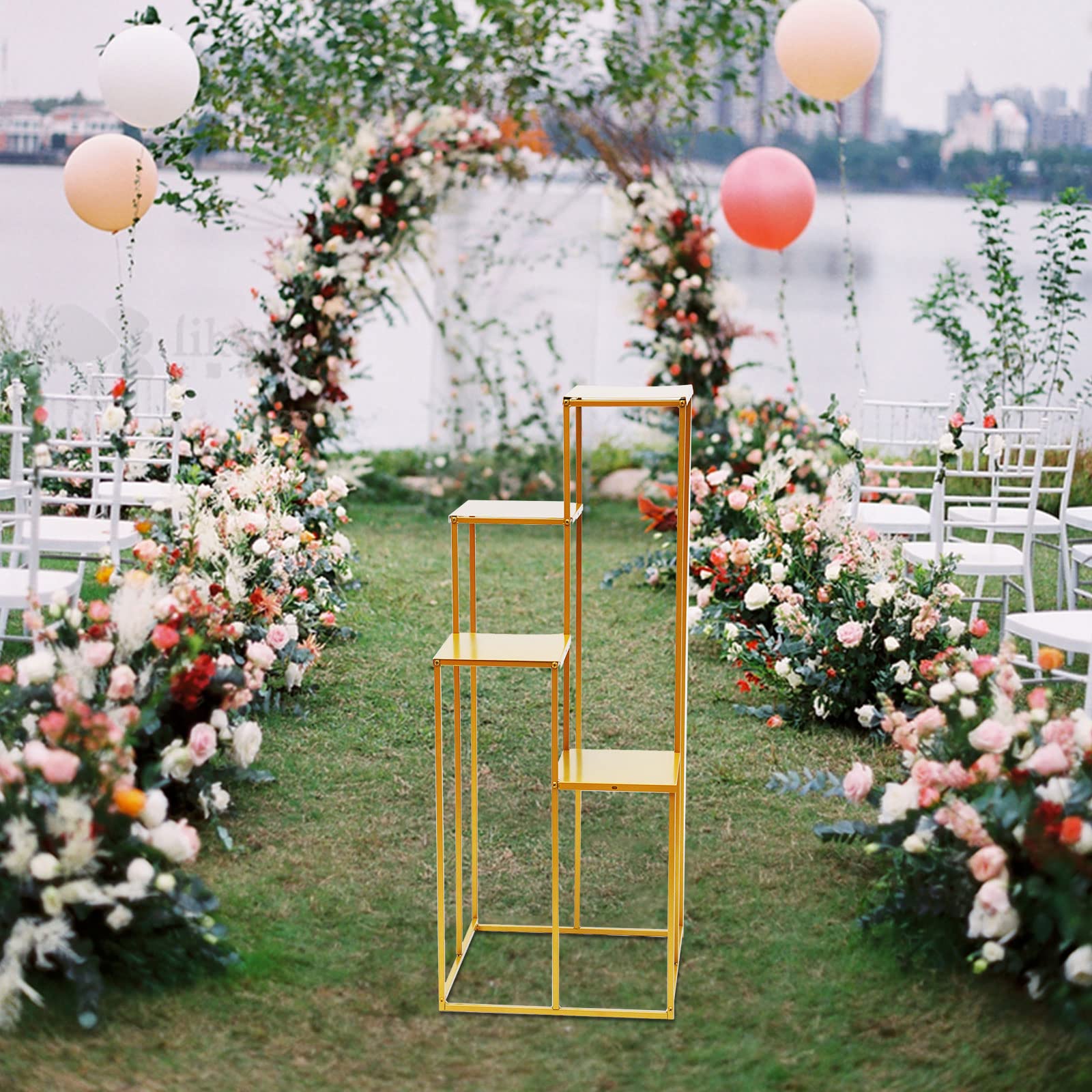 Eapmic Geometric Metal Flower Stand - Modern Floor Vase for Wedding Centerpieces, Tabletop Flower Arrangement & Event Decor - Perfect for Wedding Receptions, Banquets & Home Decor