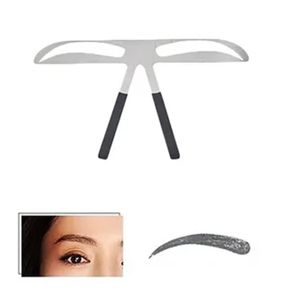 Utoolmart Stainless Steel Eyebrow Shaping Ruler - 3-Point Positioning Eyebrow Template for Precise Shaping | Reusable Makeup Tool Kit for Perfect Eyebrow Arch | Ideal for Home & Professional Salon Use