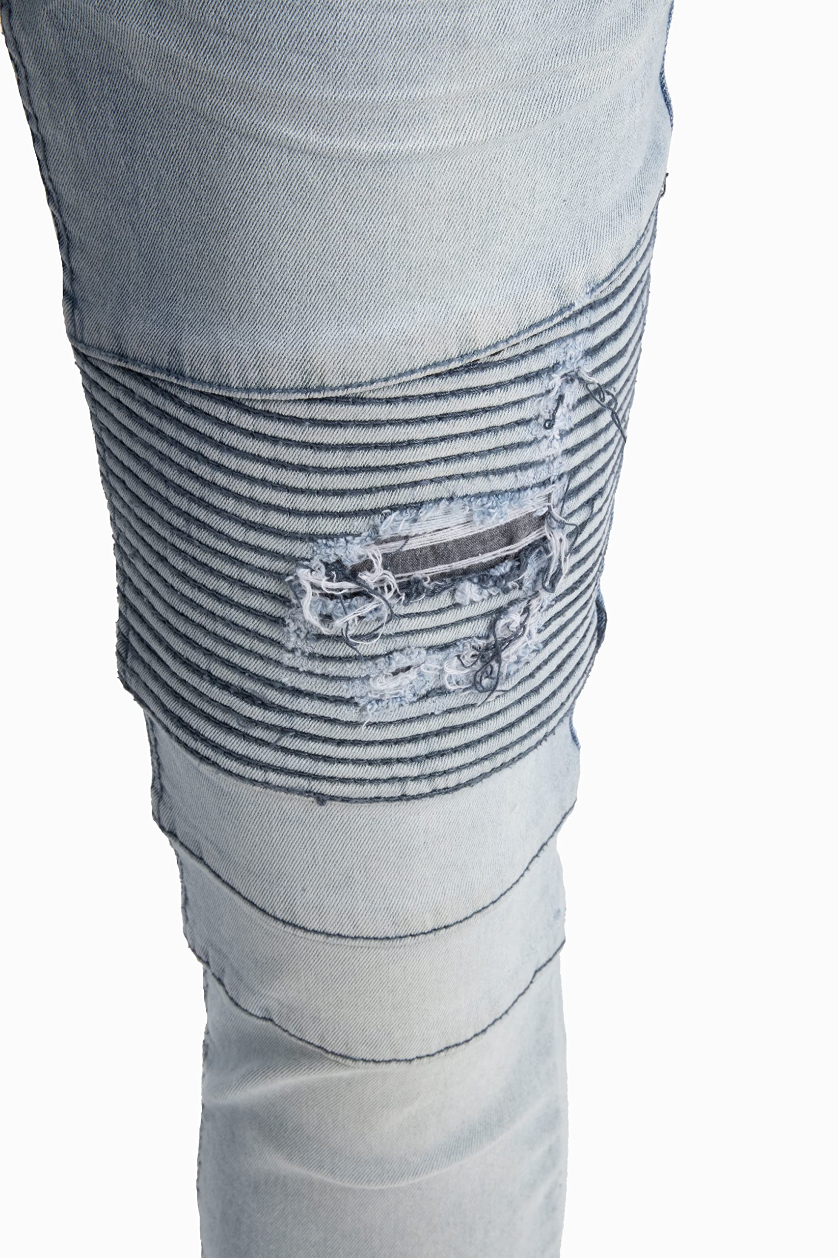 RAW X Men's Skinny Jeans - Washed Ripped Distressed Moto Stretch Denim Biker Pants | Slim Fit Stretchable Comfort | Perfect for Casual Wear, Night Out & Motorcycle Riding