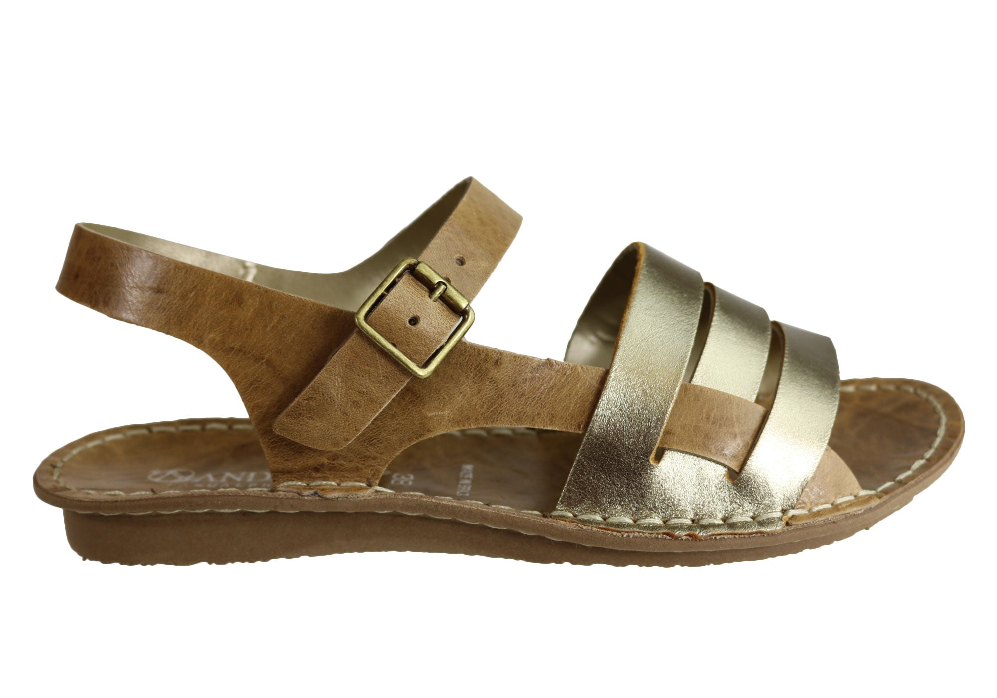 Andacco Aprili Women's Comfortable Flat Leather Sandals - Handmade in Brazil - Perfect for Beach, Vacation & Summer Outfits