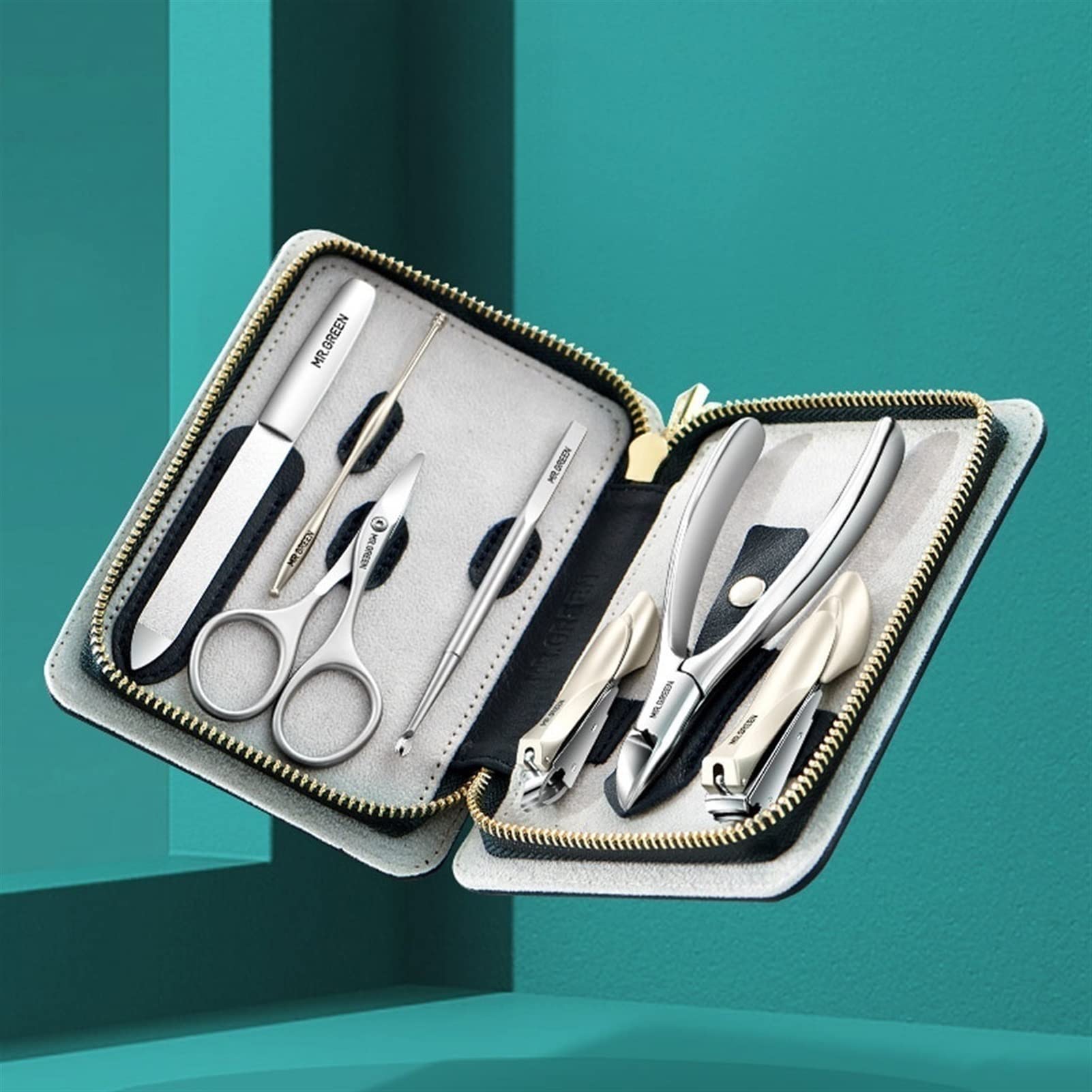 Premium Stainless Steel Nail Care Kit - 7-Piece Portable Manicure Set with Nail Scissors, Cuticle Tools & Face Care for Travel & Home Use | Perfect for DIY Nail Care, Grooming & Beauty Maintenance